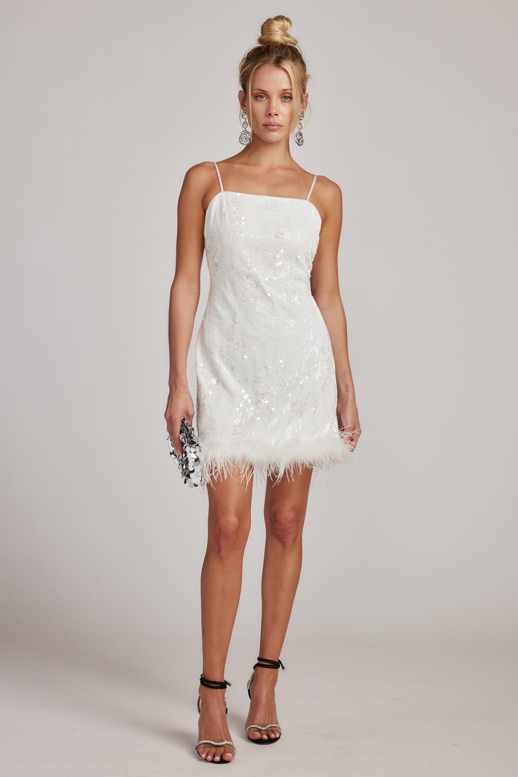 Priscilla Sequin Mini Dress with Feather Trim Product Image