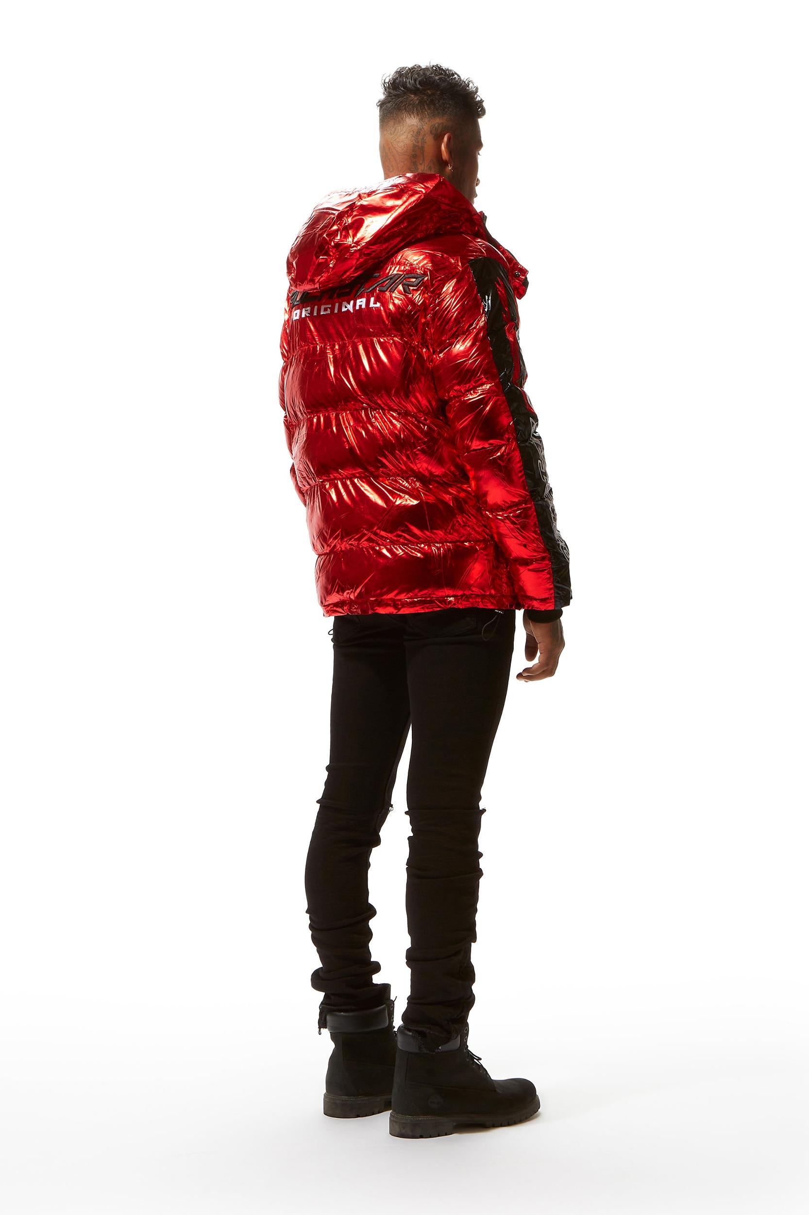 Metallic Red Alasia Puffer Jacket Male Product Image