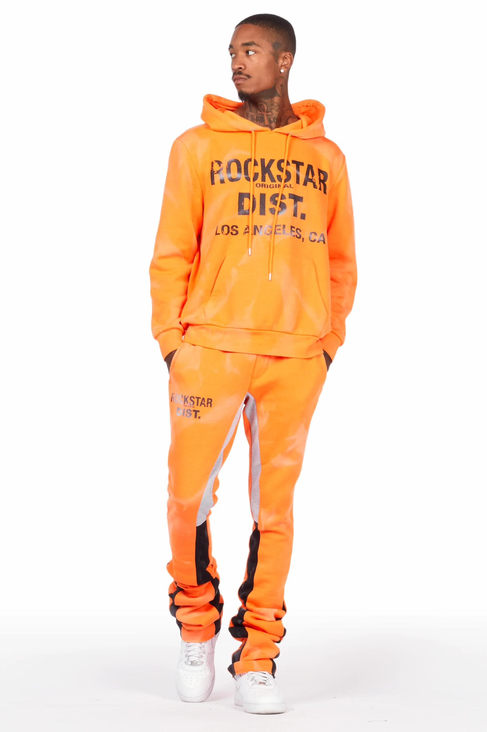 Nelly Orange Hoodie/Super Stacked Flare Pant Set Male Product Image