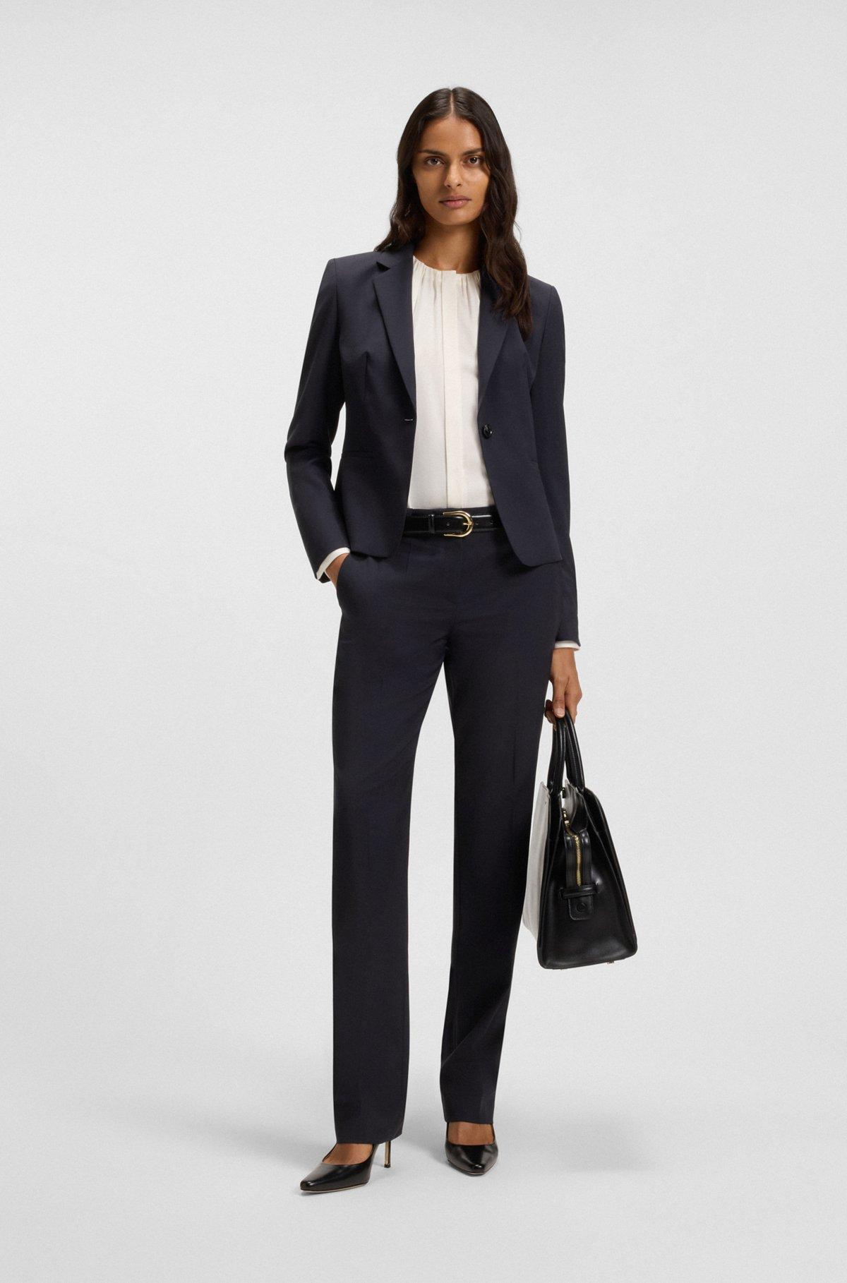 BOSS - Straight-leg business pants in virgin wool - Dark Blue Product Image