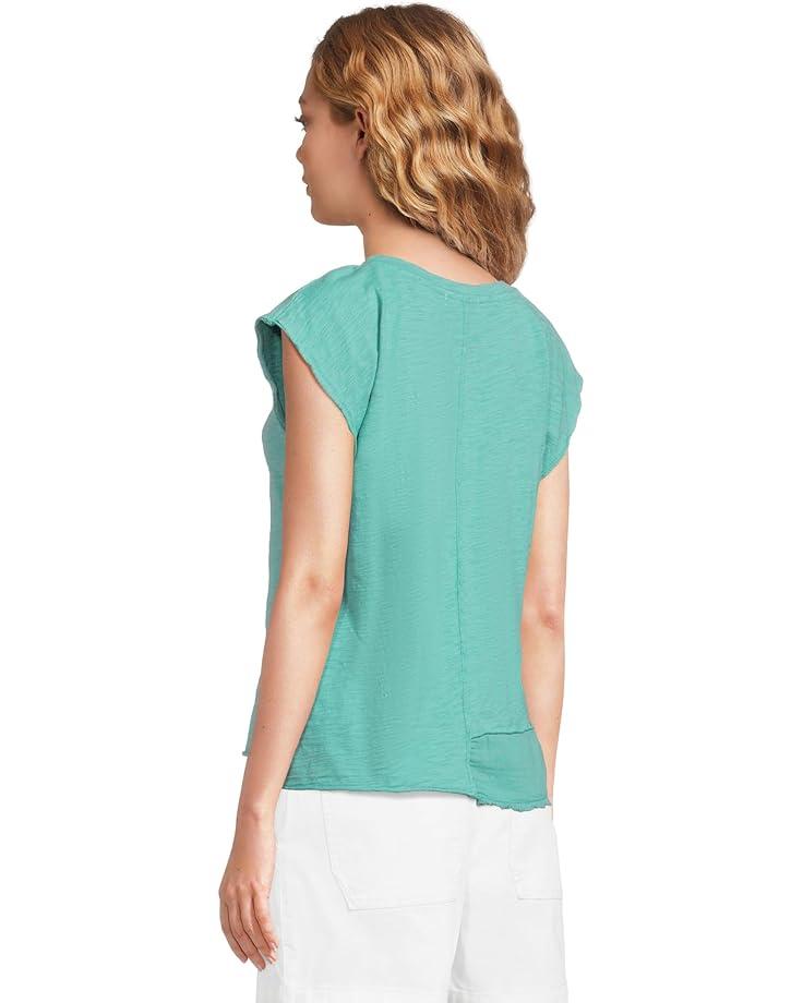 Center Front Tie Round Neckline Flutter Sleeve Top Product Image