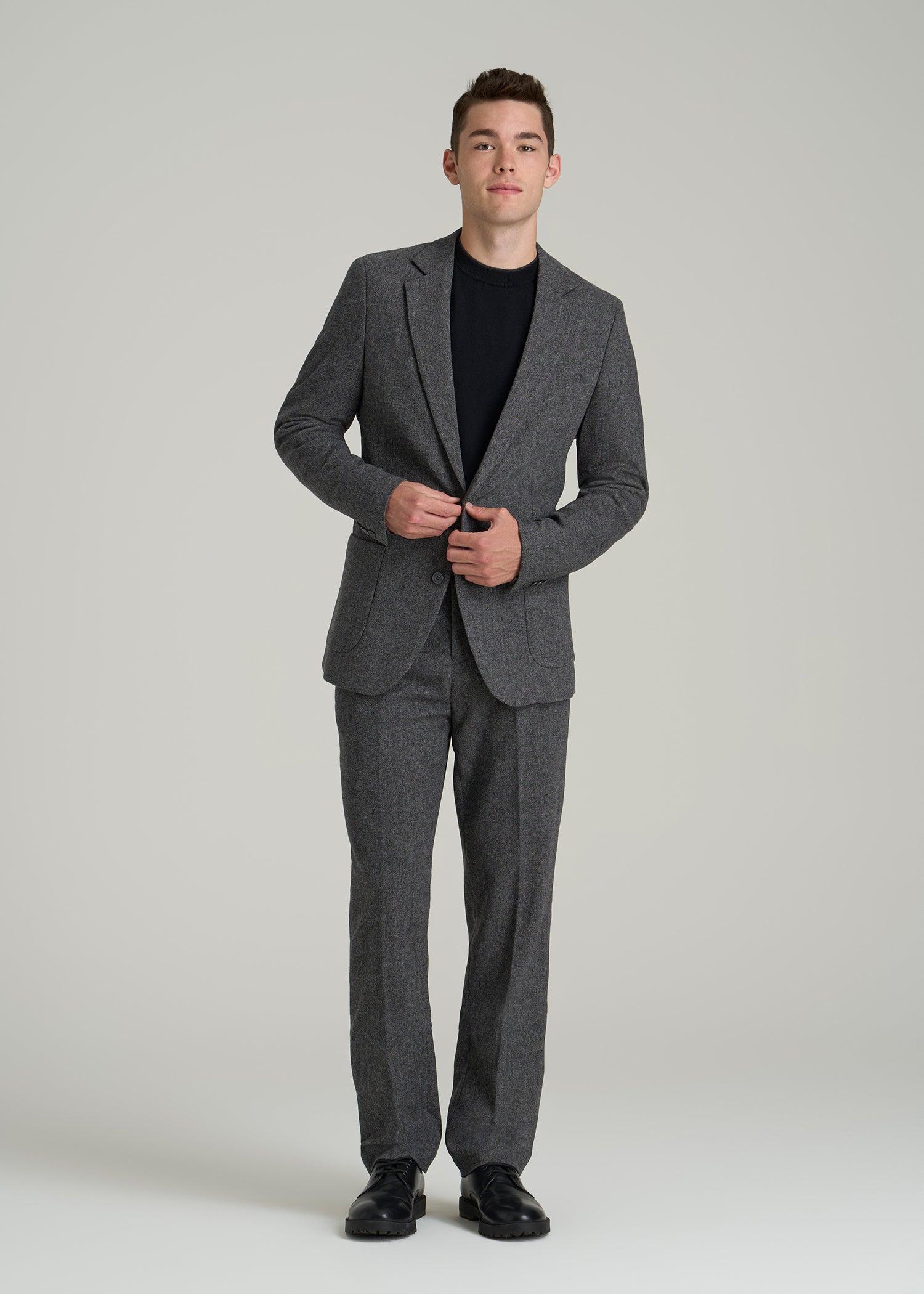 Wool Blend Blazer for Tall Men in Anthracite Tweed Male Product Image