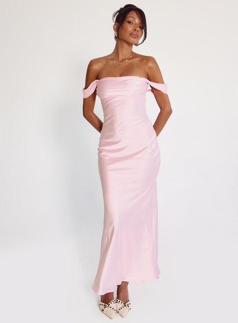 Azura Off The Shoulder Maxi Dress Pink Product Image