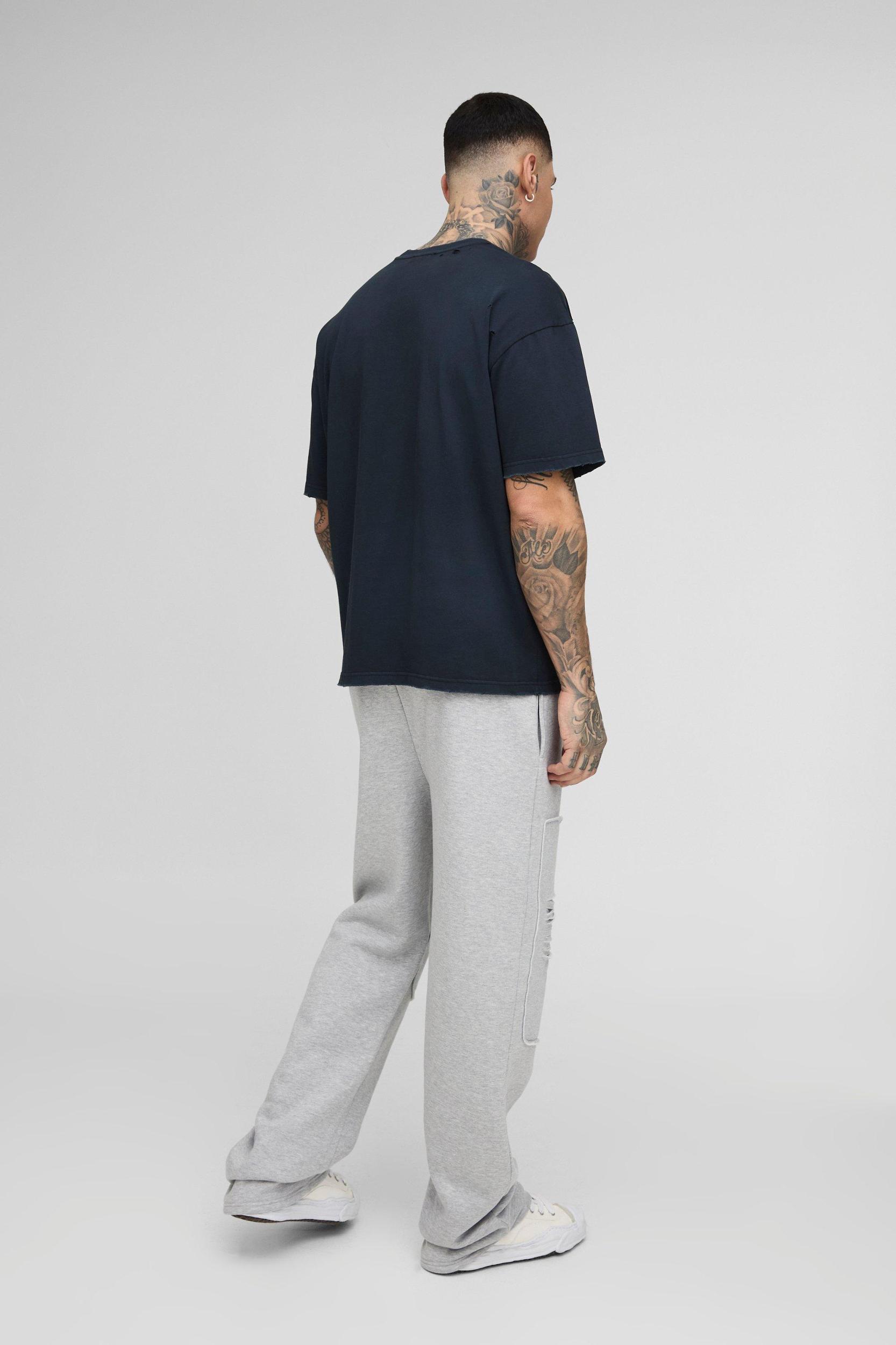 Tall Heavy Weight Relaxed Distressed Carpenter Sweatpants | boohooMAN USA Product Image