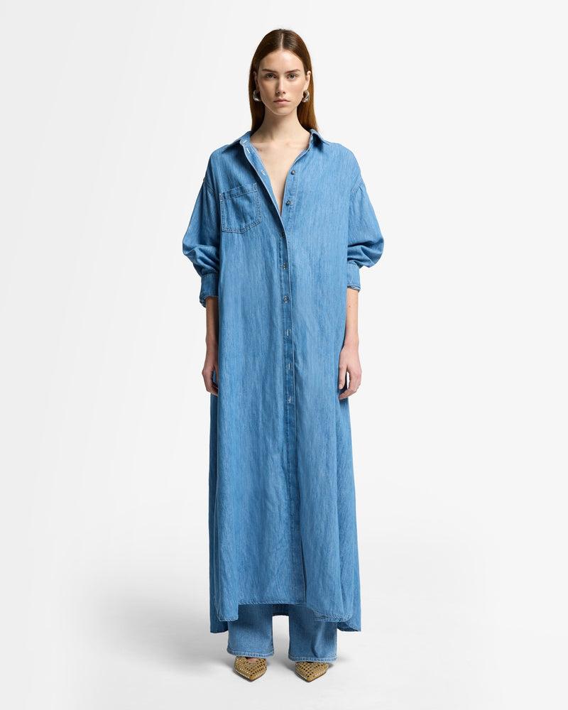 Indigo Linen Maxi Shirtdress Product Image