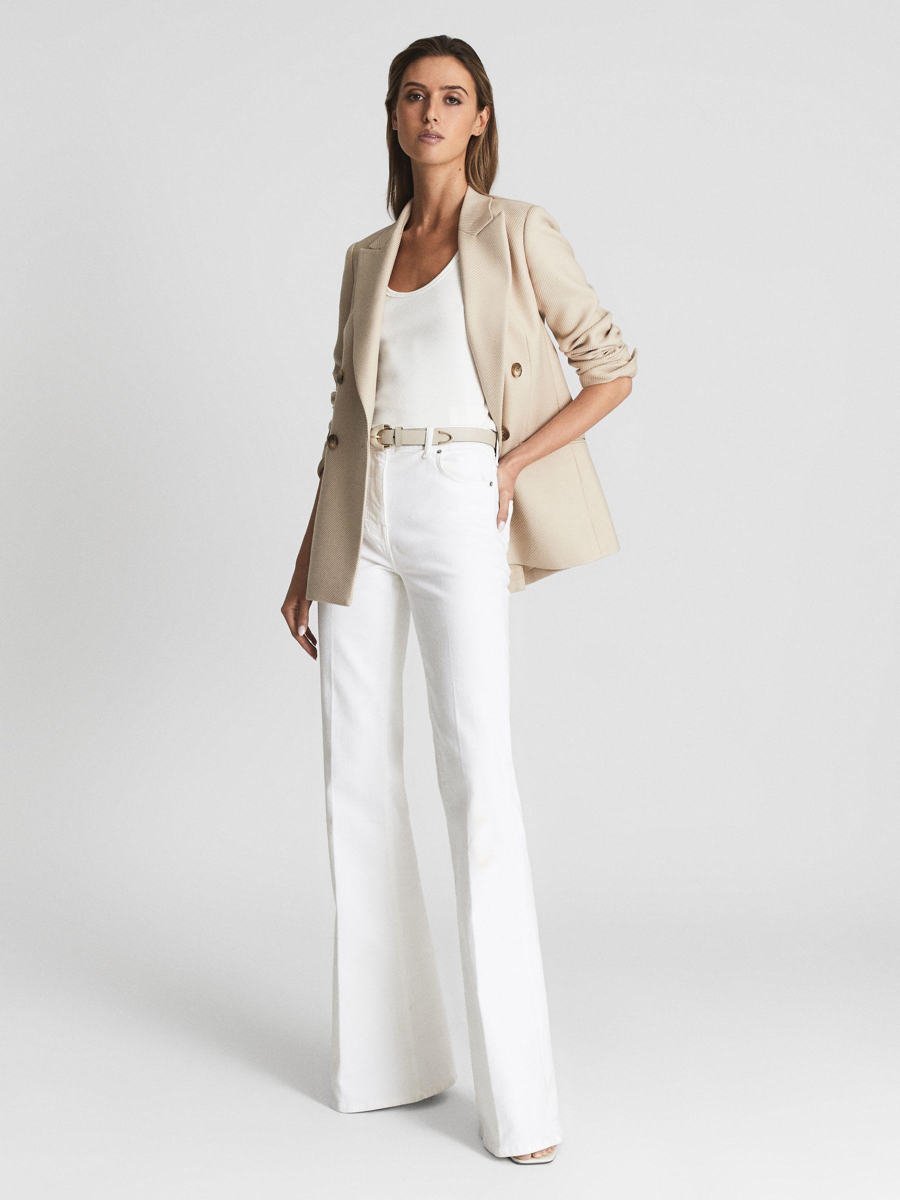 High Rise Skinny Flared Jeans in White Product Image