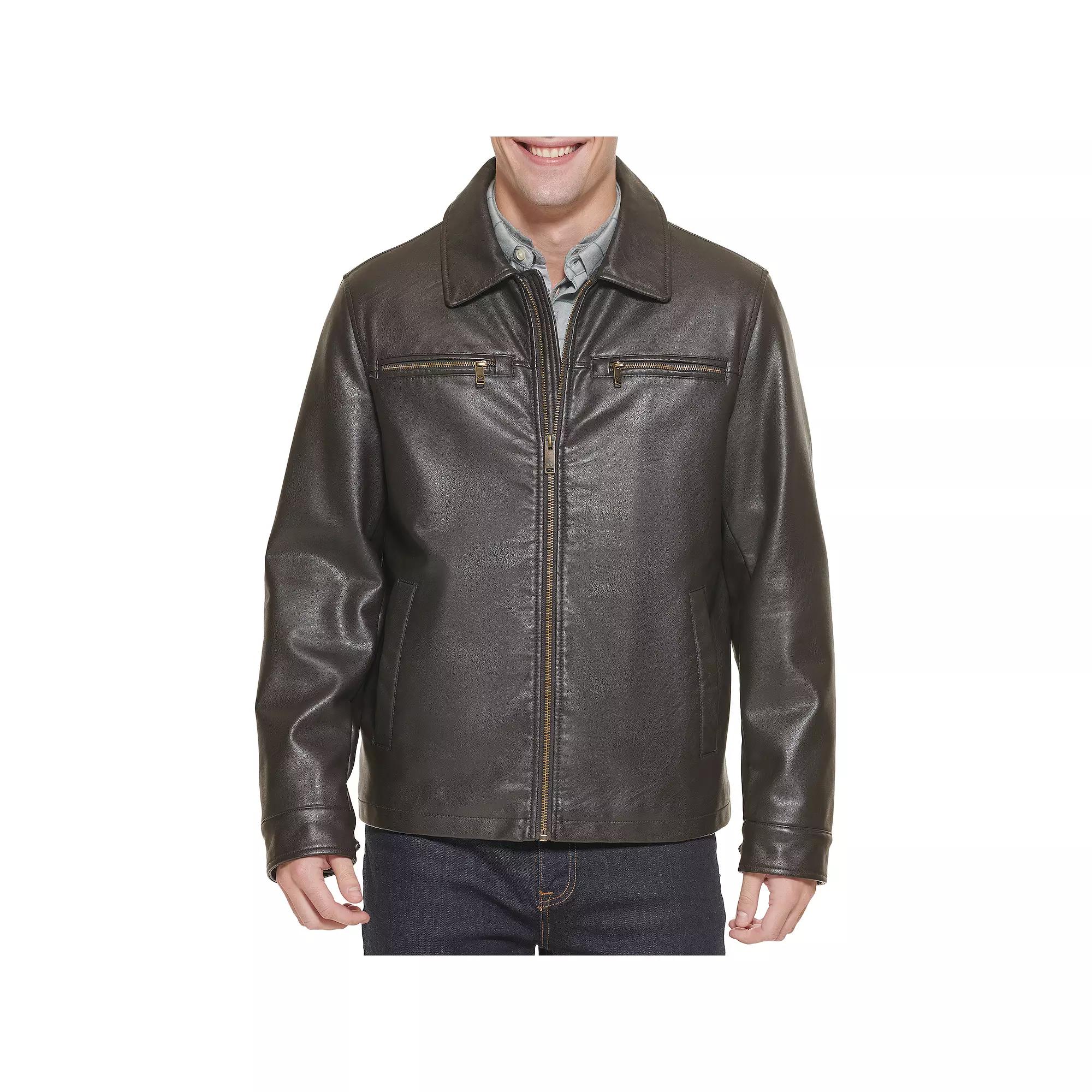 Men's Dockers Faux Leather Jacket, Size: Medium, Dark Brown Product Image