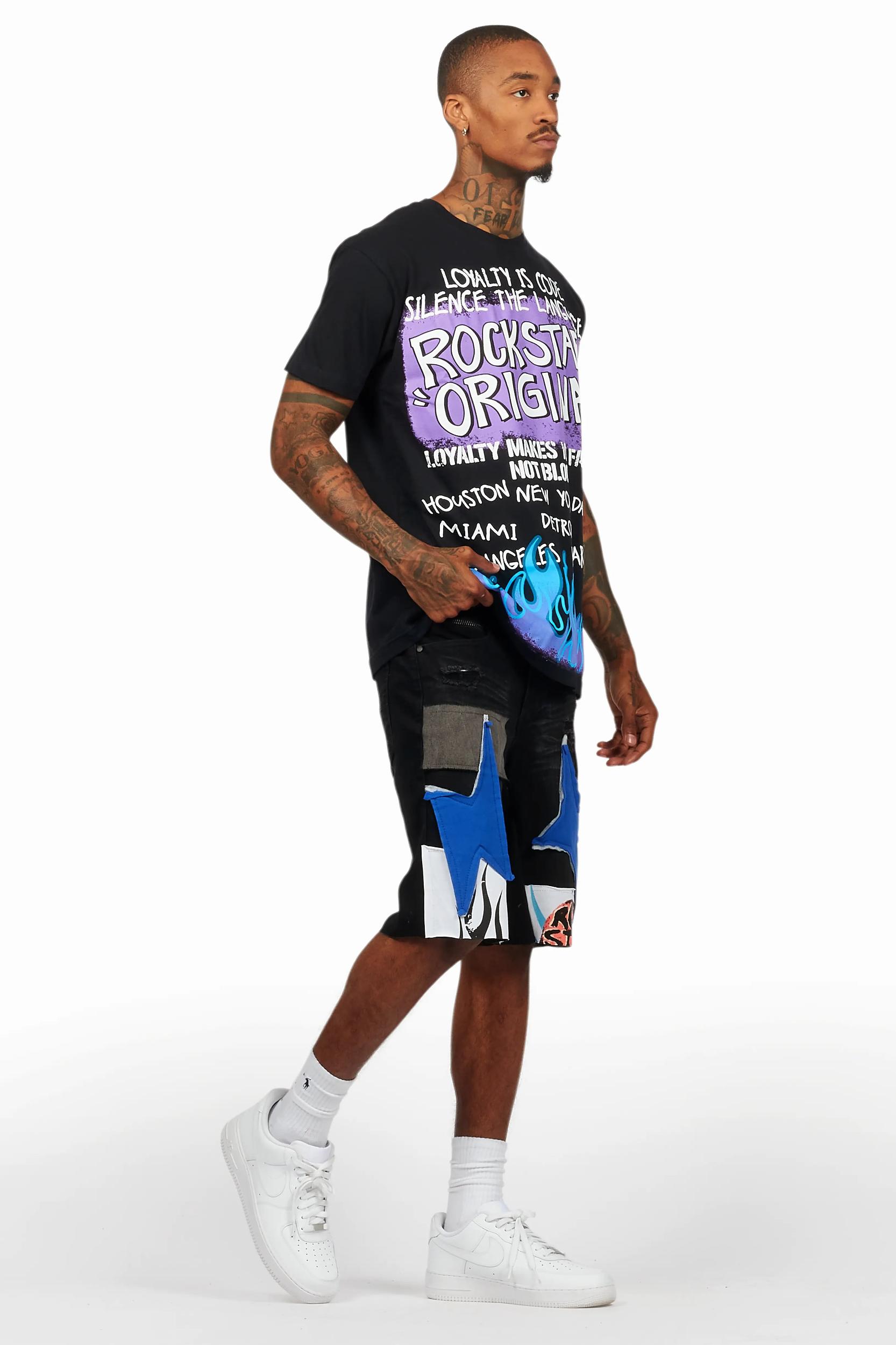 Beno Black T-Shirt/Denim Short Set Male Product Image