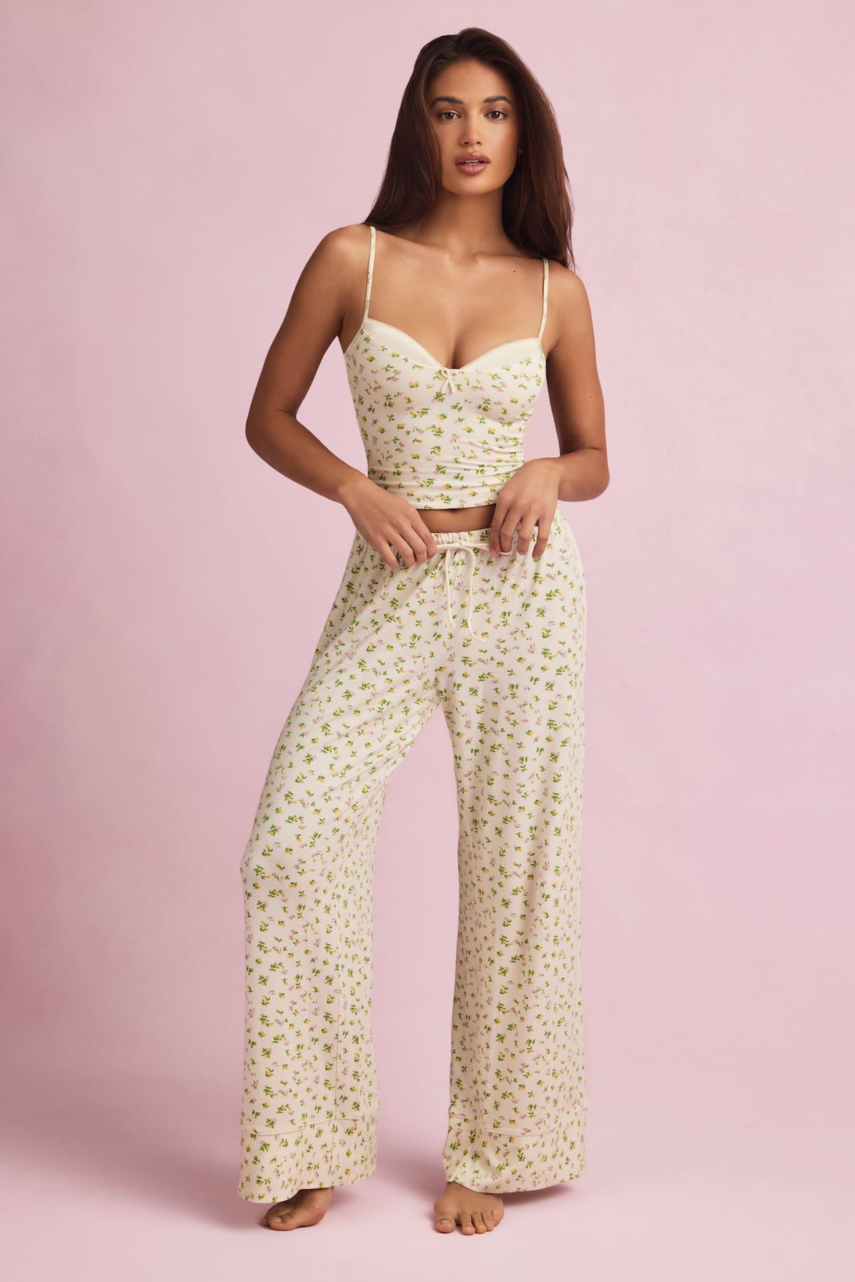 Modal Mid-Rise Pyjama Trousers in Lemon Print Product Image