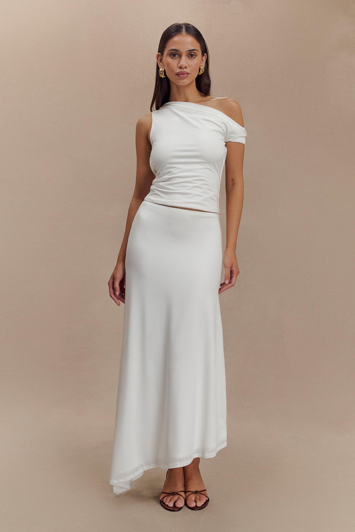 Kacey Slinky Off Shoulder Top - White Product Image