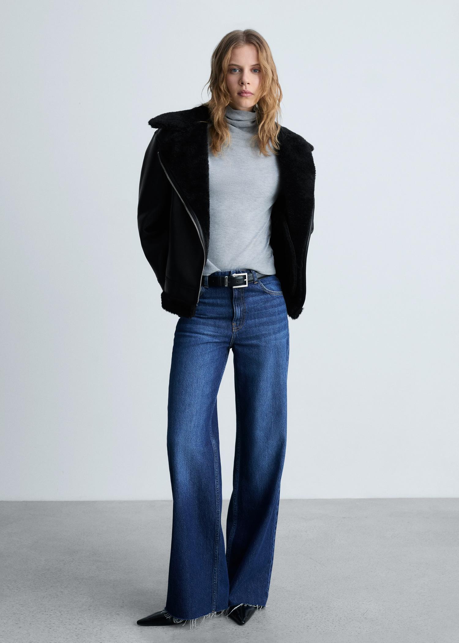 Jacket with shearling-effect lining - Women | MANGO USA Product Image