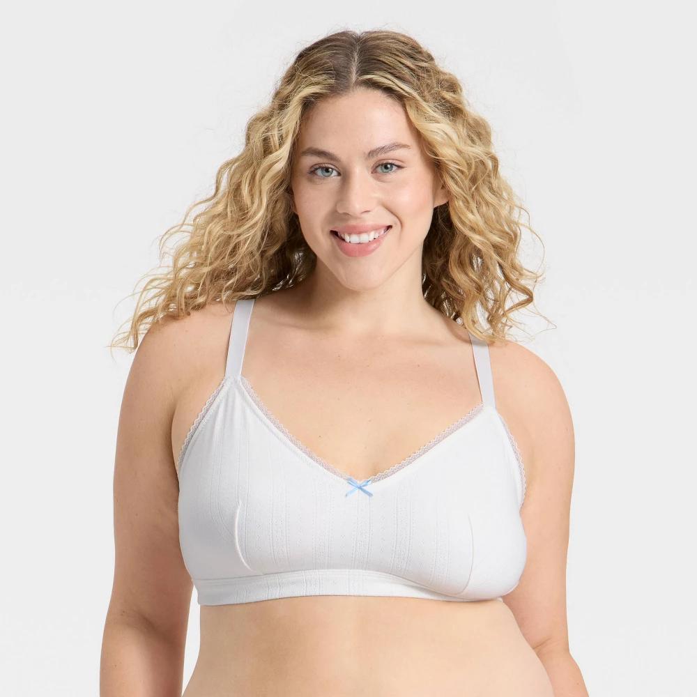 Women's Pointelle Triangle Bralette - Wild Fable™ Heathered Gray M Product Image
