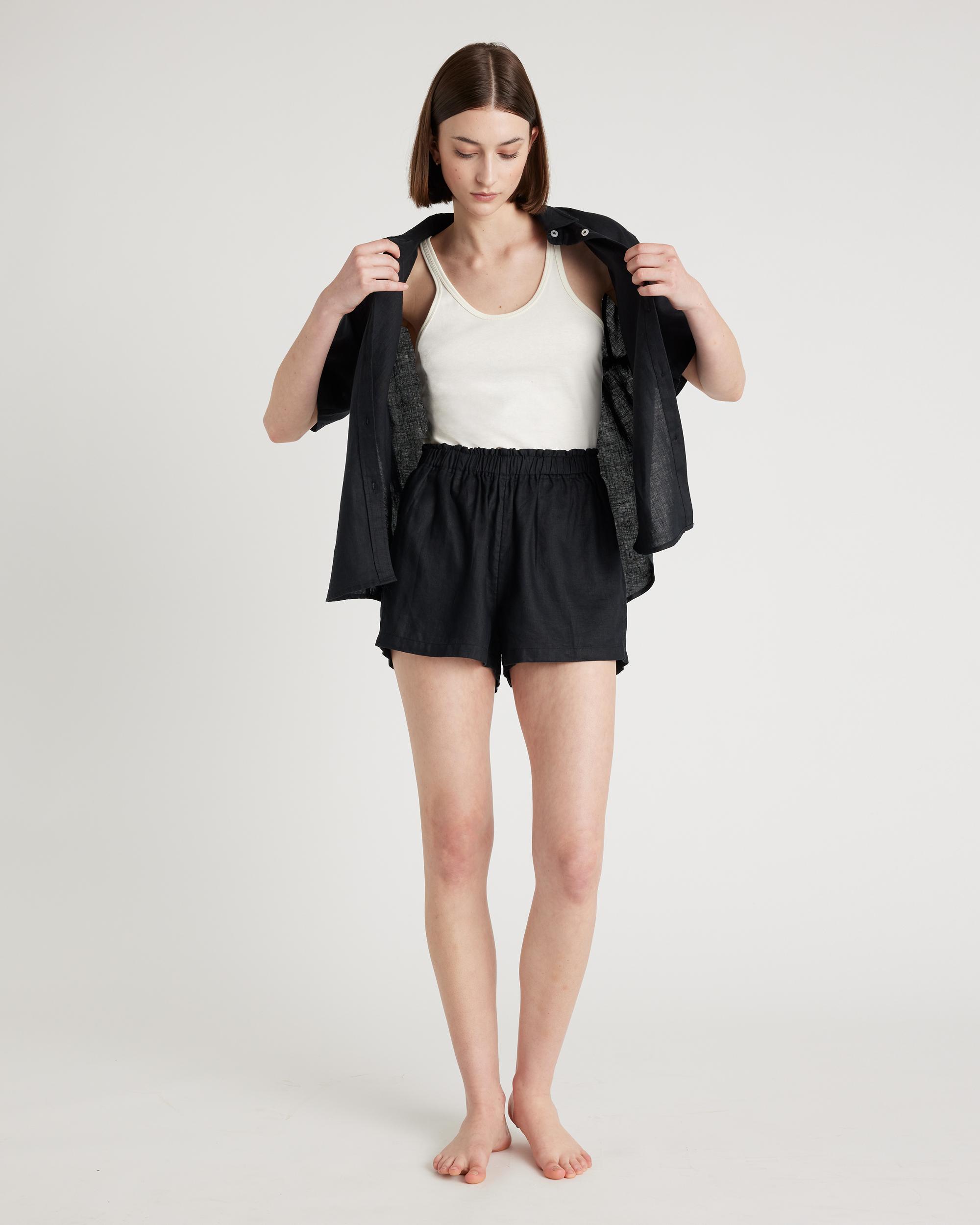 Quince | Women's 100% European Linen Shorts Pajama Set Size XL Product Image