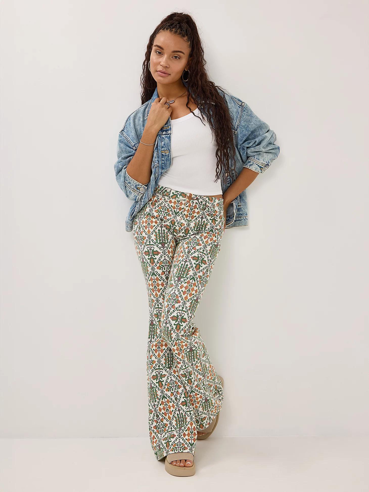 Women's Fierce Flare Print Jean in Vintage Garden Product Image