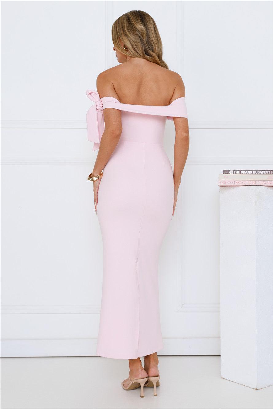 Candlelight Dream Off Shoulder Maxi Dress Pink Product Image