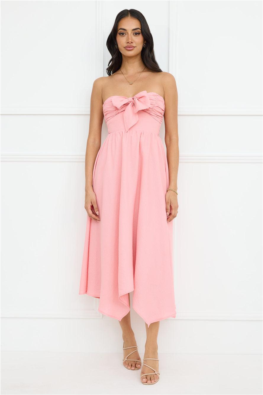 Saltwater Soul Strapless Midi Dress Pink Product Image