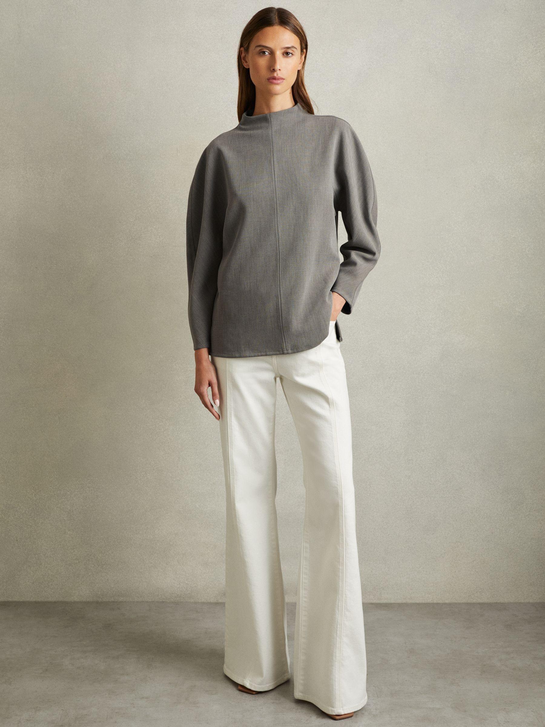 Sculpted High Neck Top in Grey Product Image