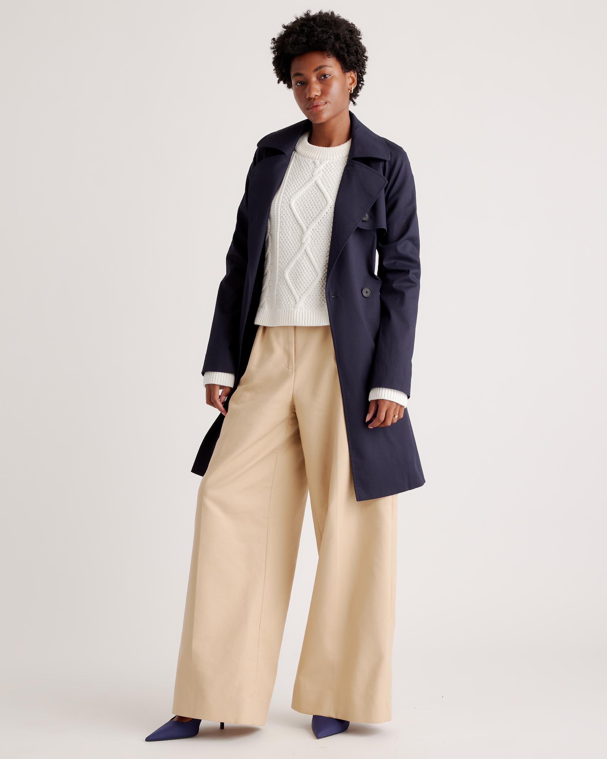 Quince | Women's Cropped Cable Crew Sweater Organic Cotton Product Image