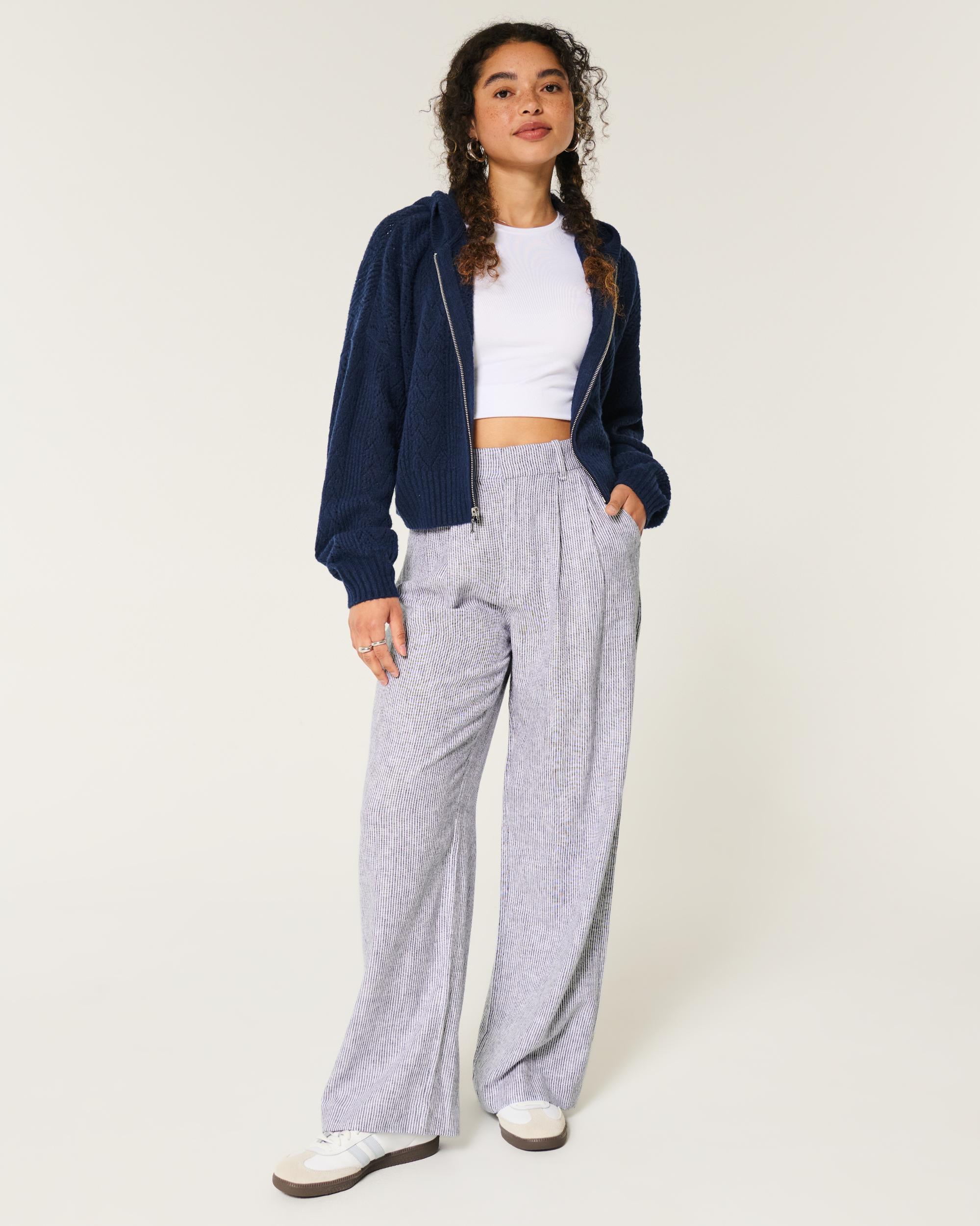 Hollister Livvy Ultra High-Rise Linen-Blend Wide-Leg Pants Product Image