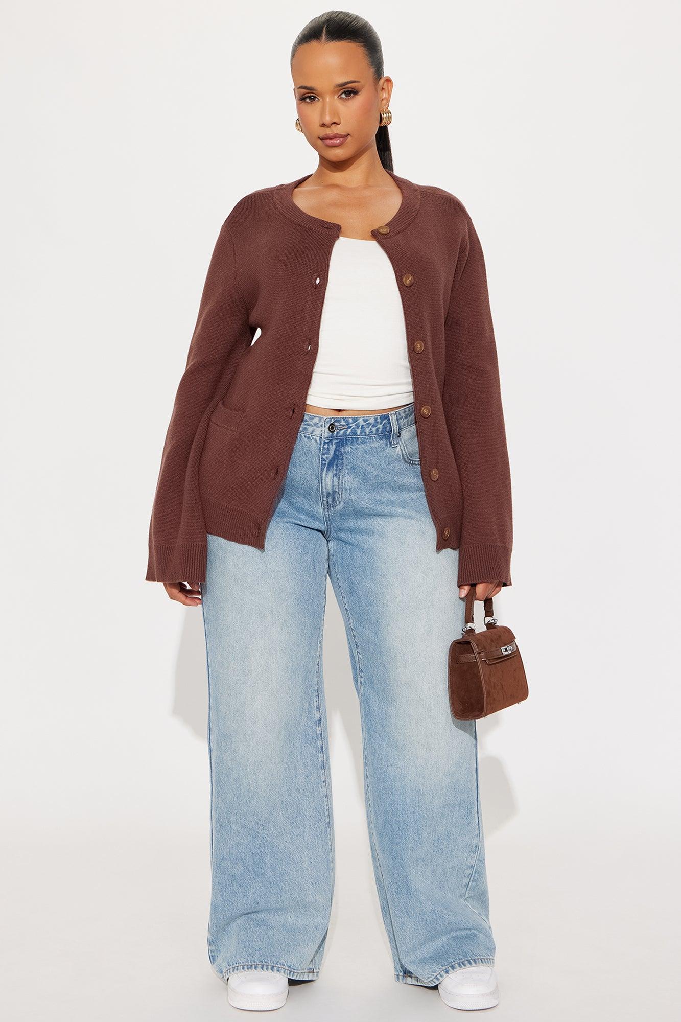 Grace Bell Sleeve Cardigan - Chocolate Female Product Image