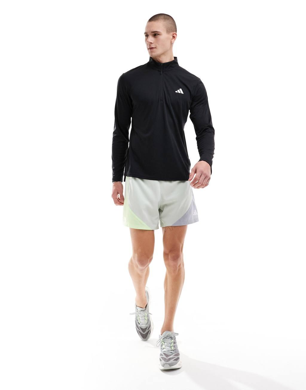 adidas Training Essentials 1/4-Zip Long Sleeve T-shirt in black Product Image