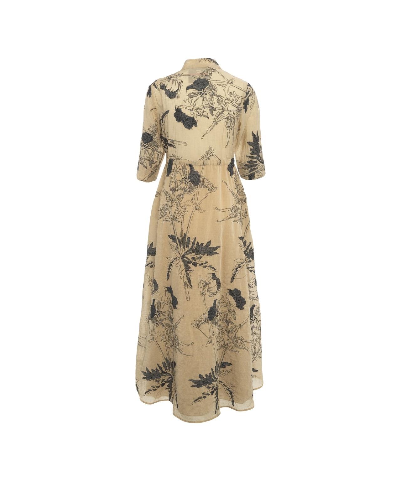 Maxi dress with floral embroideries Product Image