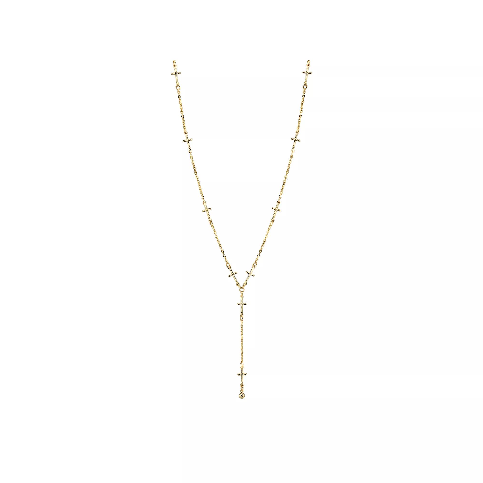 1928 14k Gold-Plated Cross Y Necklace, Womens Product Image