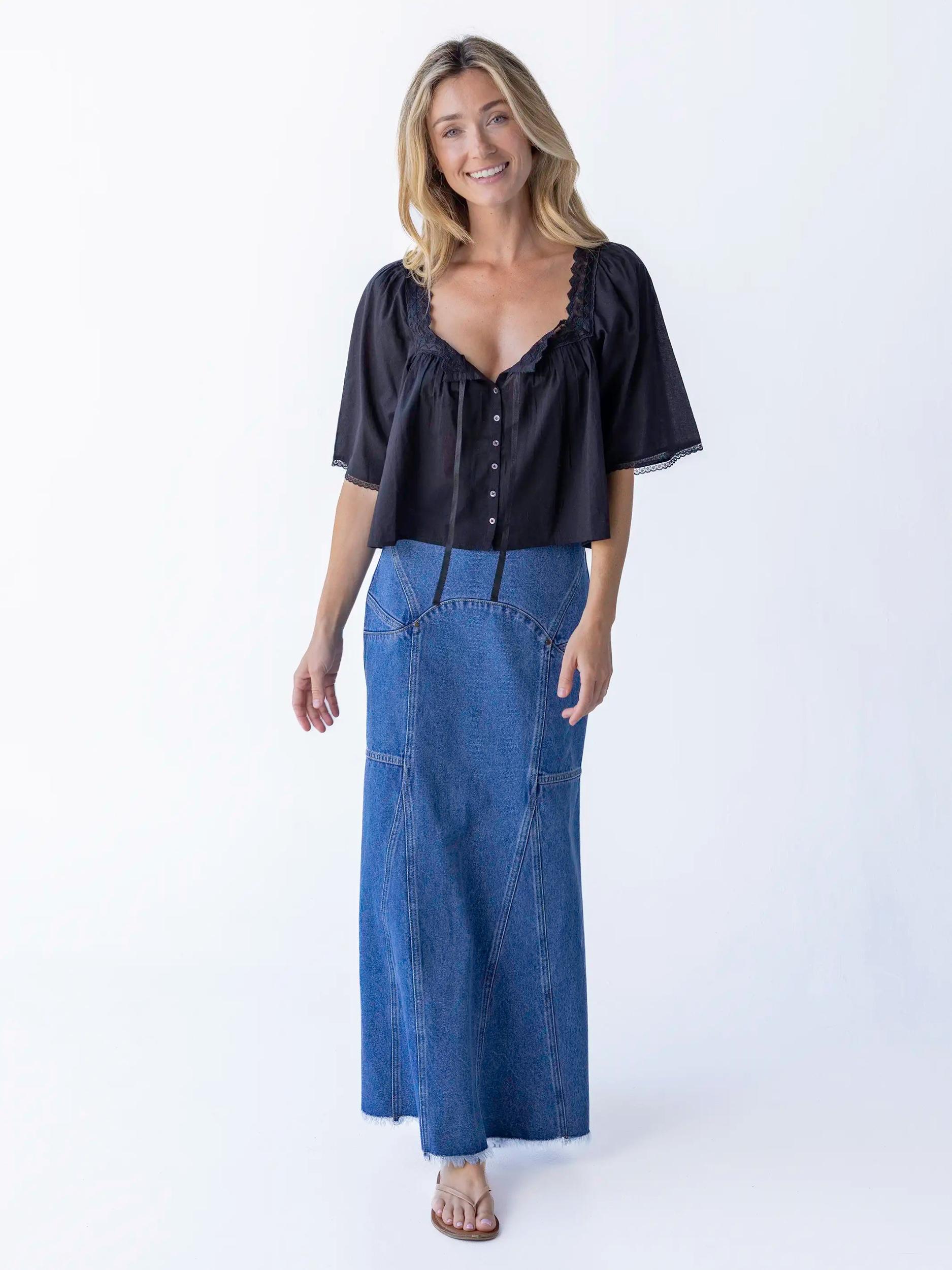 Prettiest Cotton Lace Blouse - Black Product Image