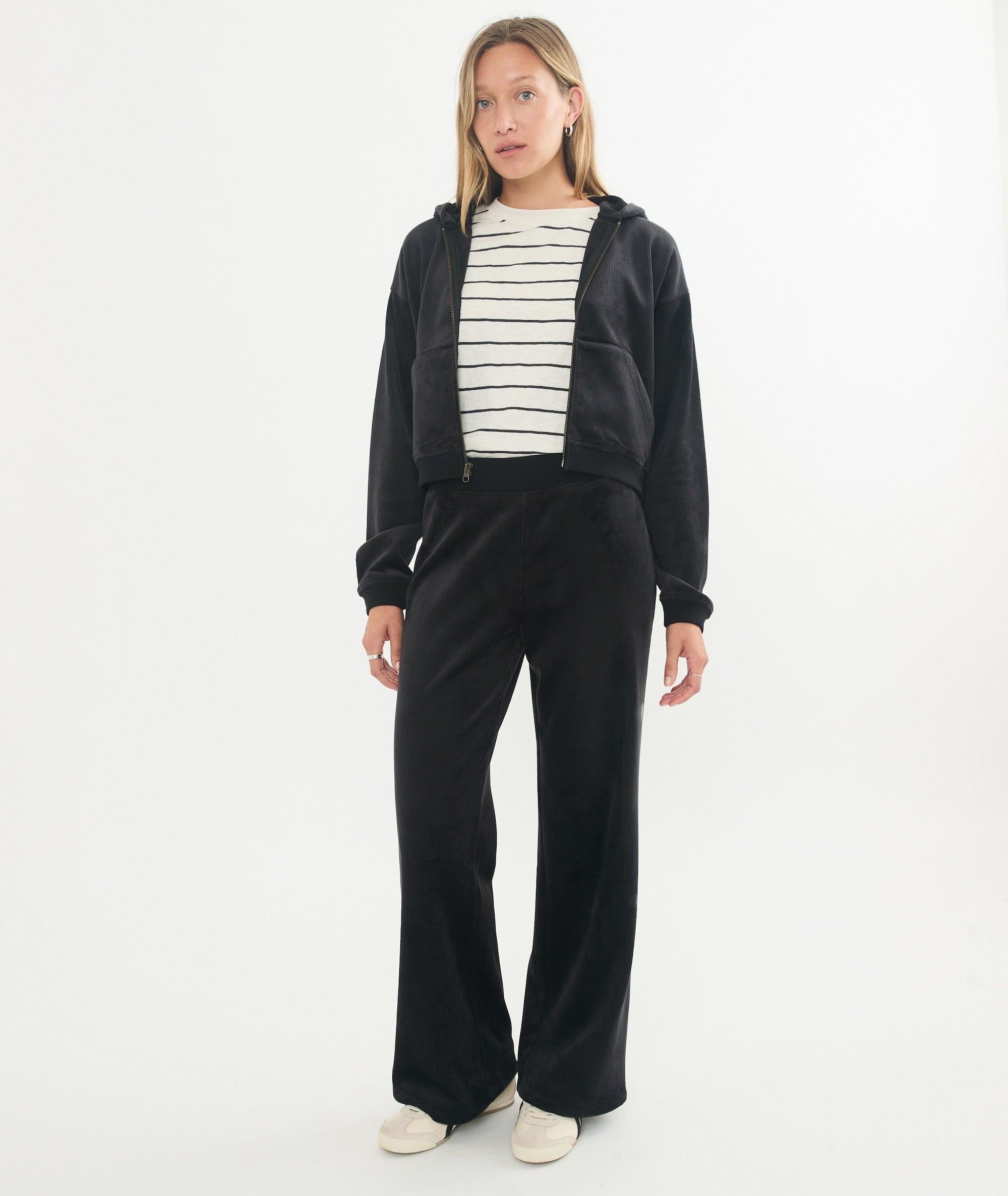 Cord Velour Cropped Zip Up Hoodie Product Image