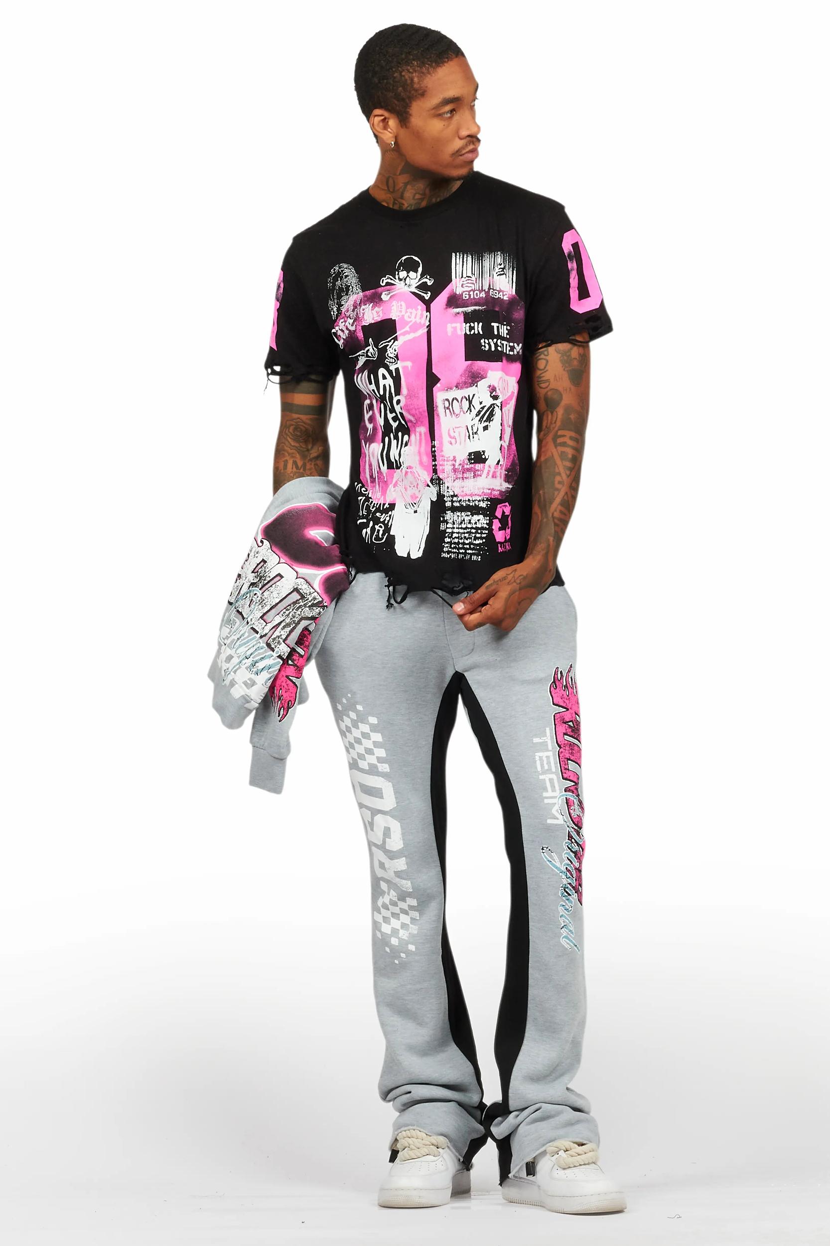 Theo Heather Grey Hoodie/Baggy Fit Track Pant Set Male Product Image