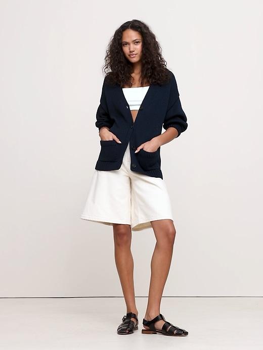 Oversized Cotton Long Cardigan Product Image