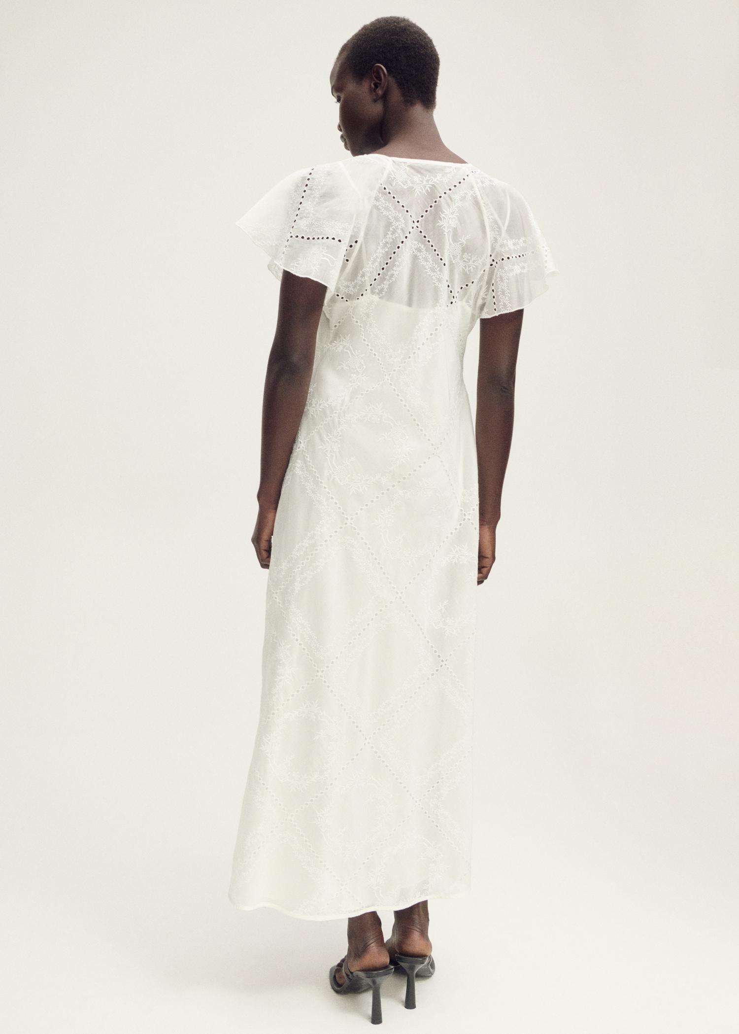 Embroidered dress with openwork details - Women | MANGO USA Product Image