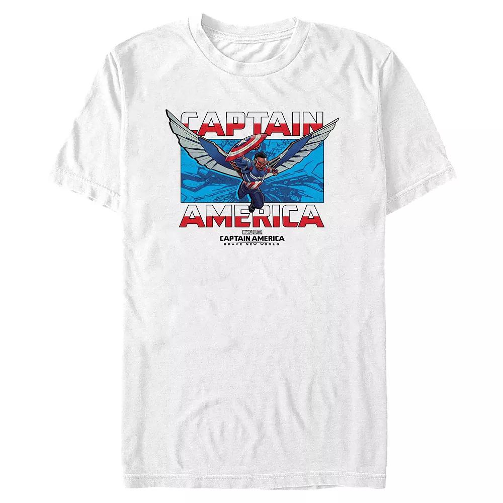 Big & Tall Marvel Captain America Brave New World Sam Wilson New Captain Graphic Tee, Men's, Size: 3XL Tall, White Product Image