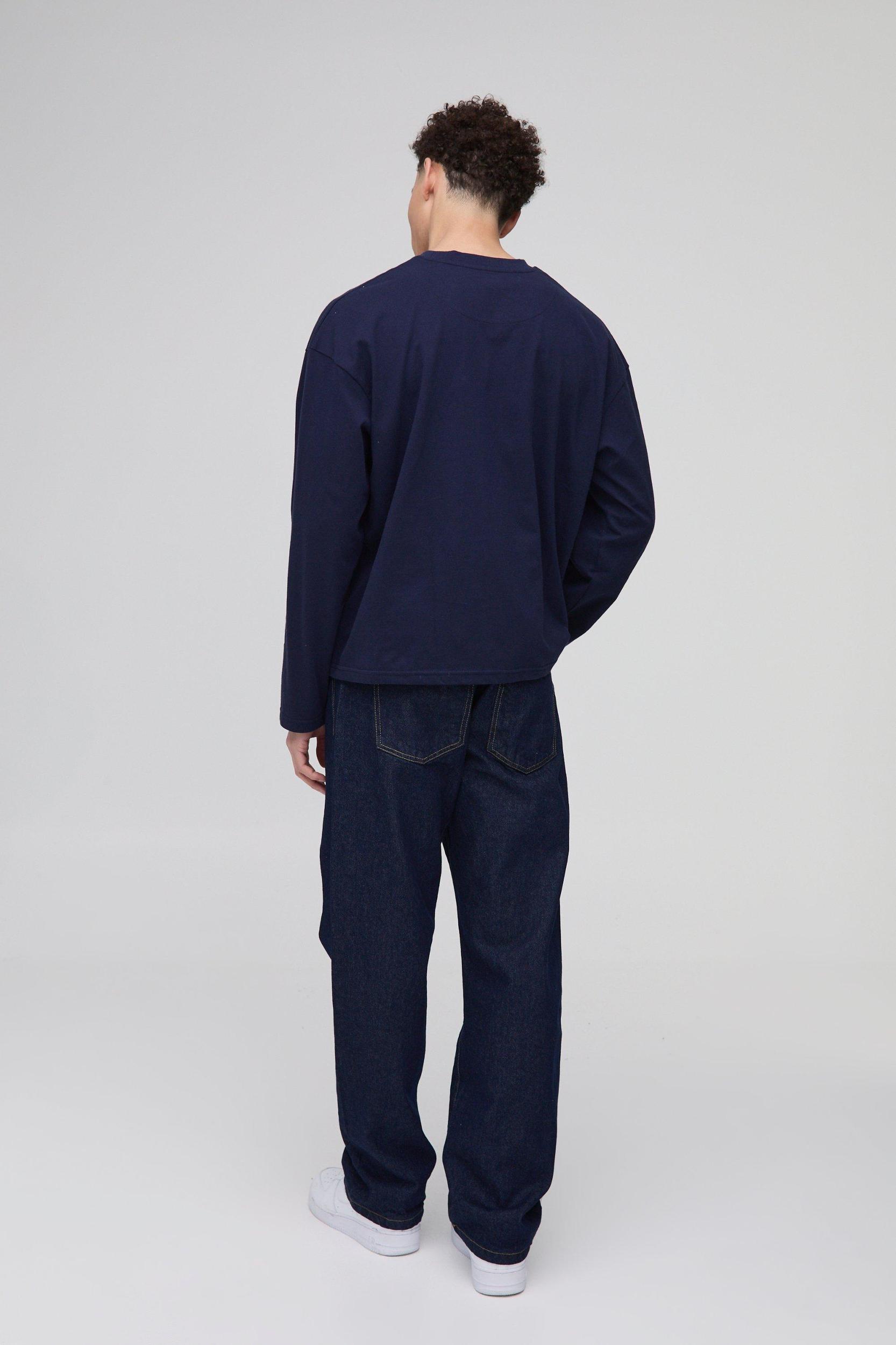 Oversized Boxy Varsity Heavyweight Long Sleeve T-Shirt | boohooMAN USA Product Image