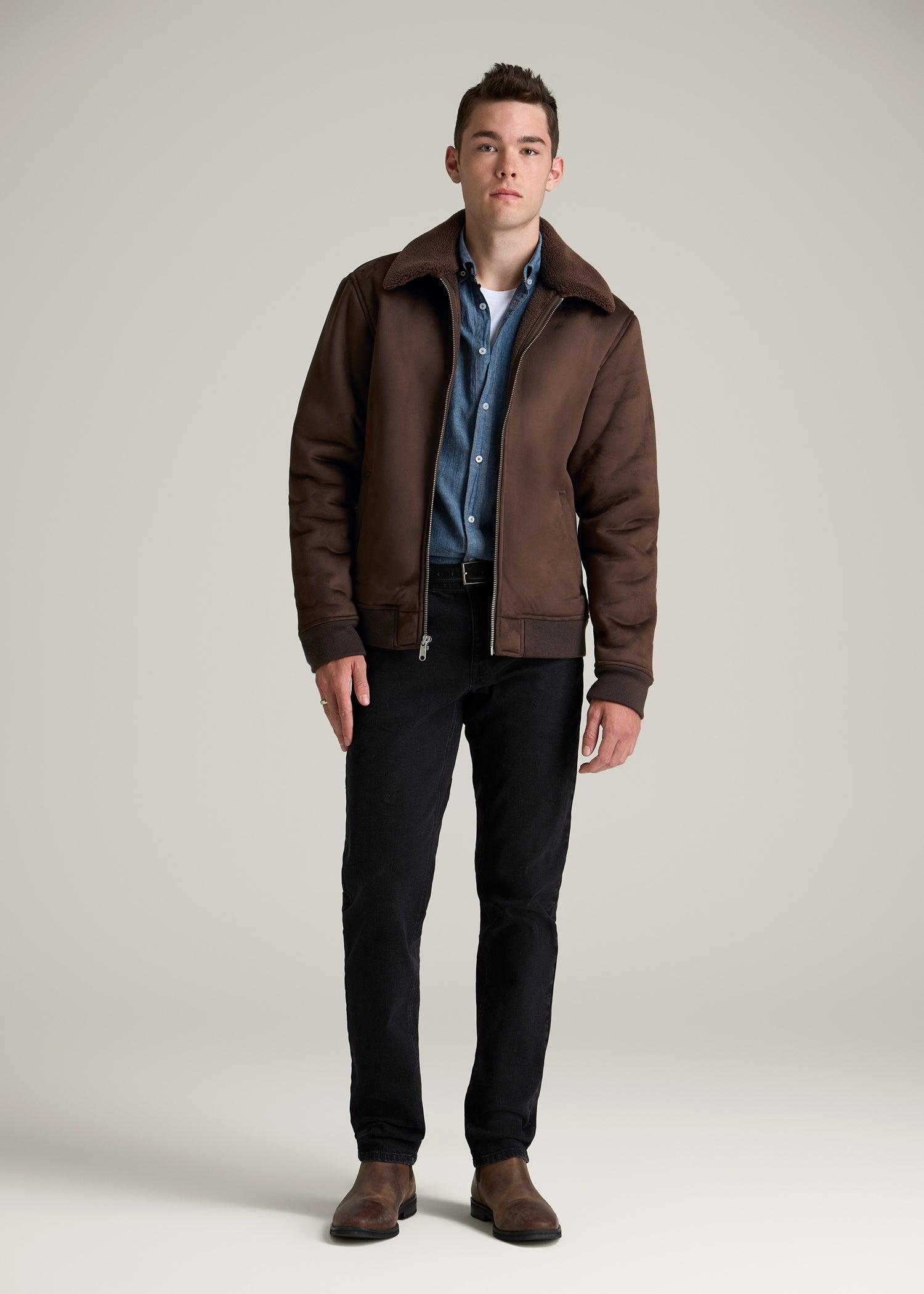 Sherpa Bomber Jacket for Tall Men in Bison Brown Male Product Image