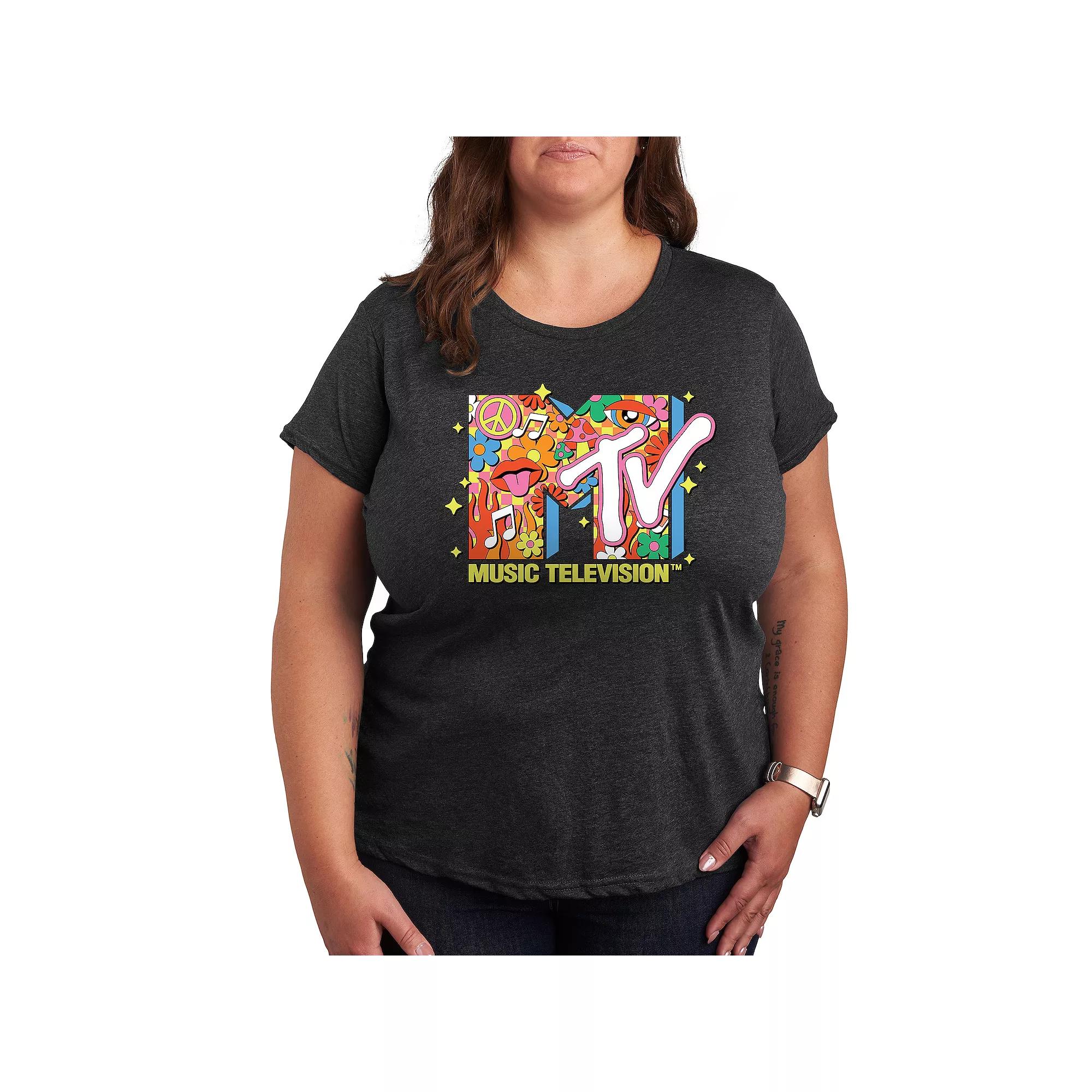 Plus MTV Glitter Logo Graphic Tee, Women's,  Product Image