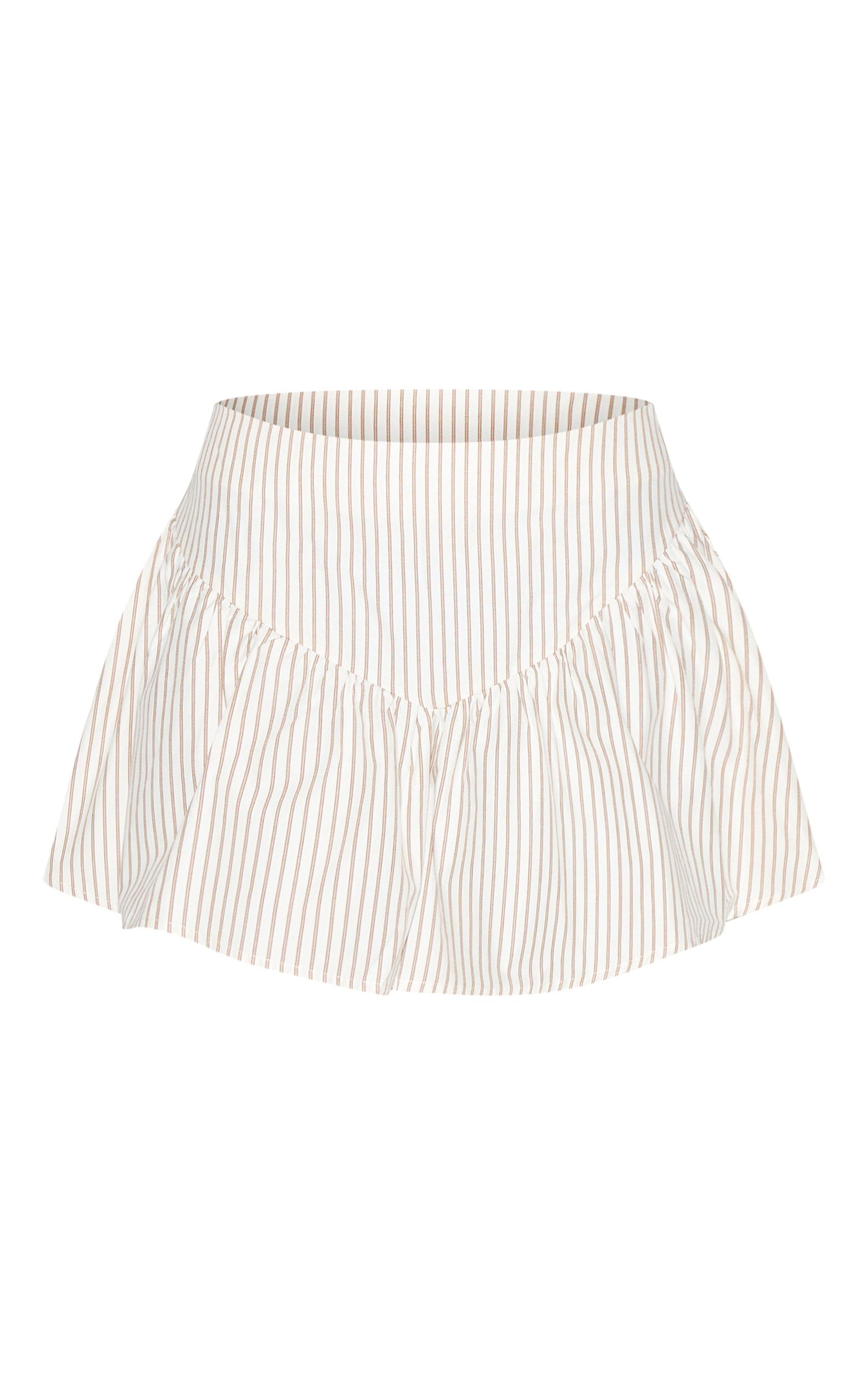 Stone Contrast Pinstripe Drop Waist Mini Skirt Product Image