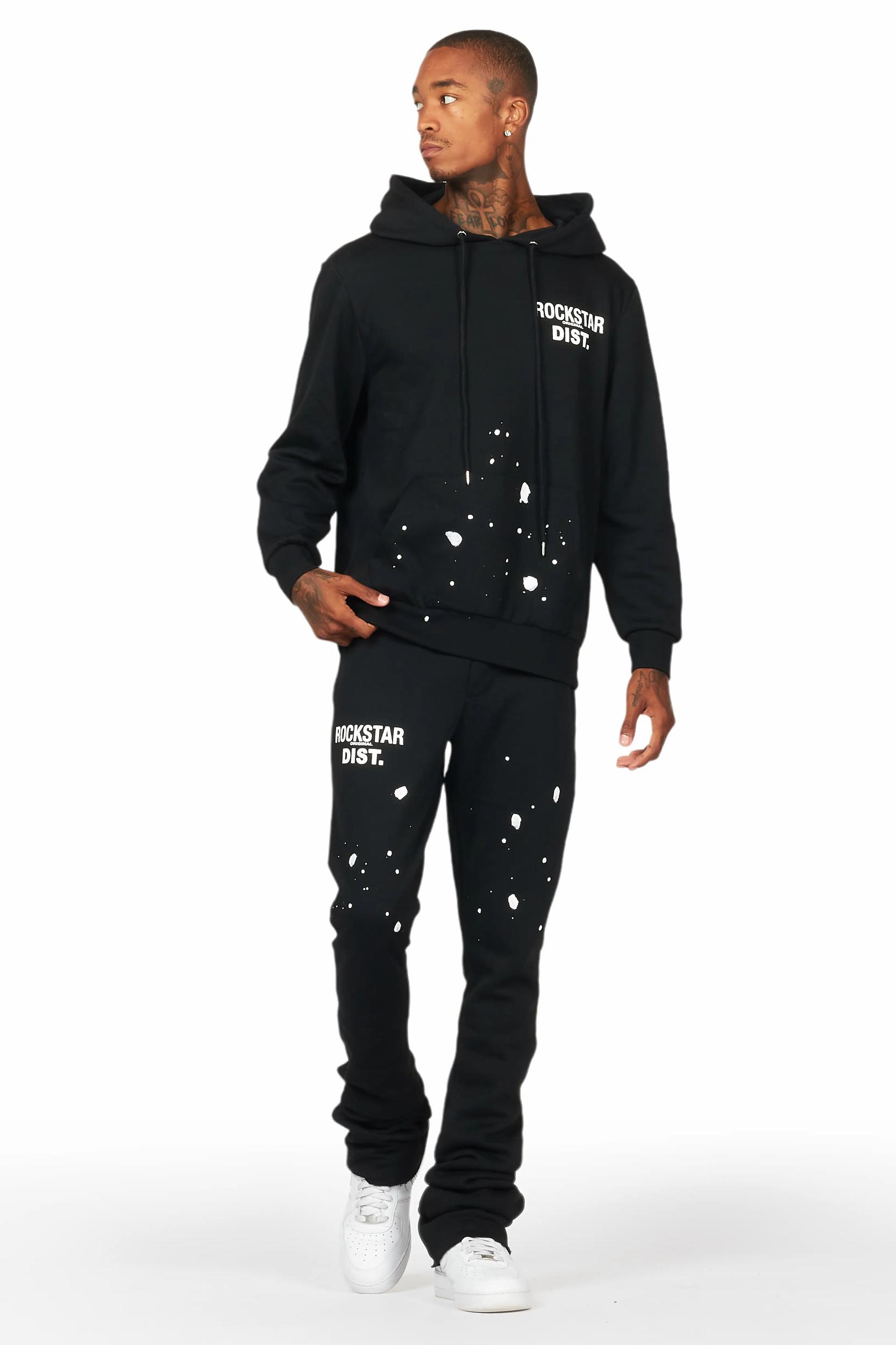 Raffer Black Hoodie/Super Stacked Flare Track Set Male Product Image