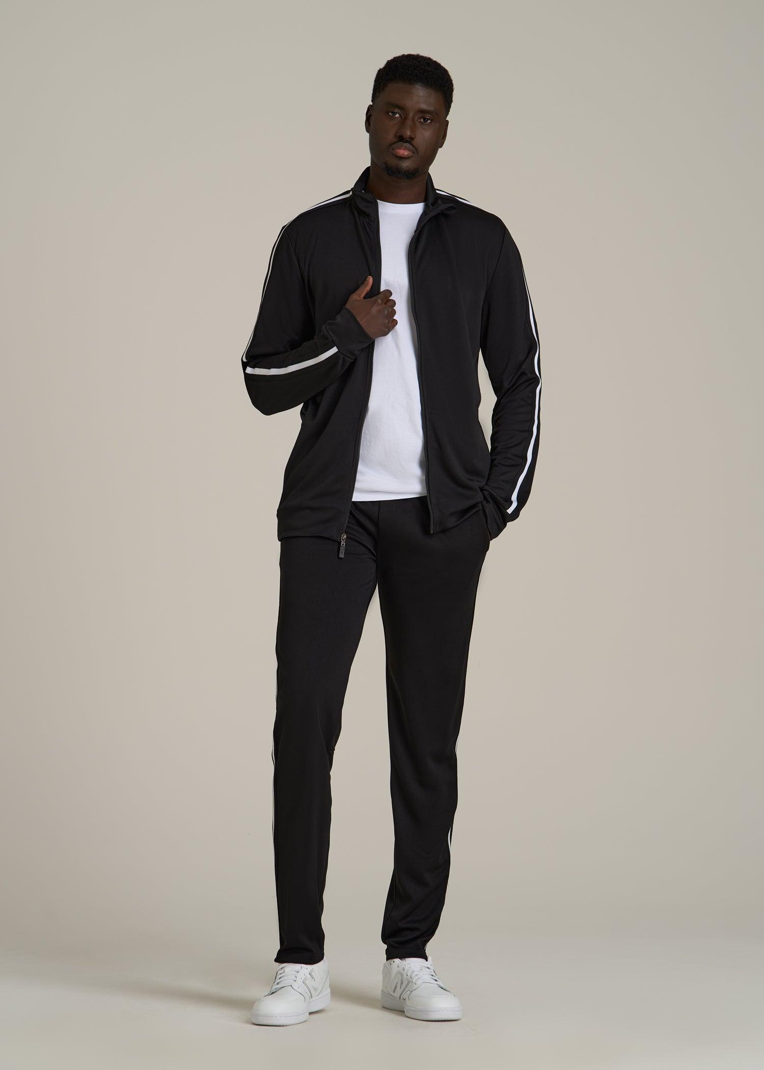 Athletic Stripe Jacket for Tall Men in Black-White Stripe Male Product Image