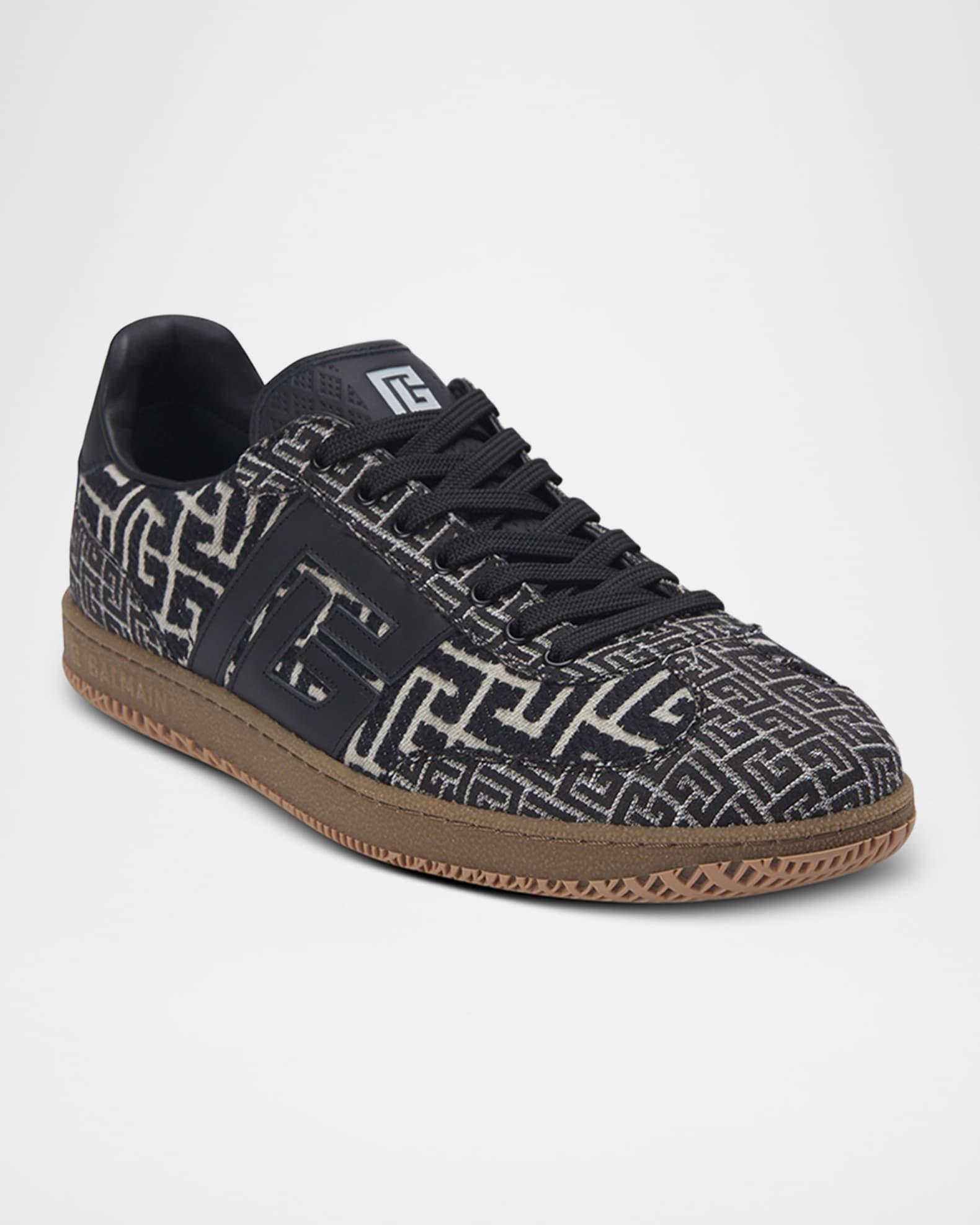 Men's Swan Monogram Jacquard Low-Top Sneakers Product Image