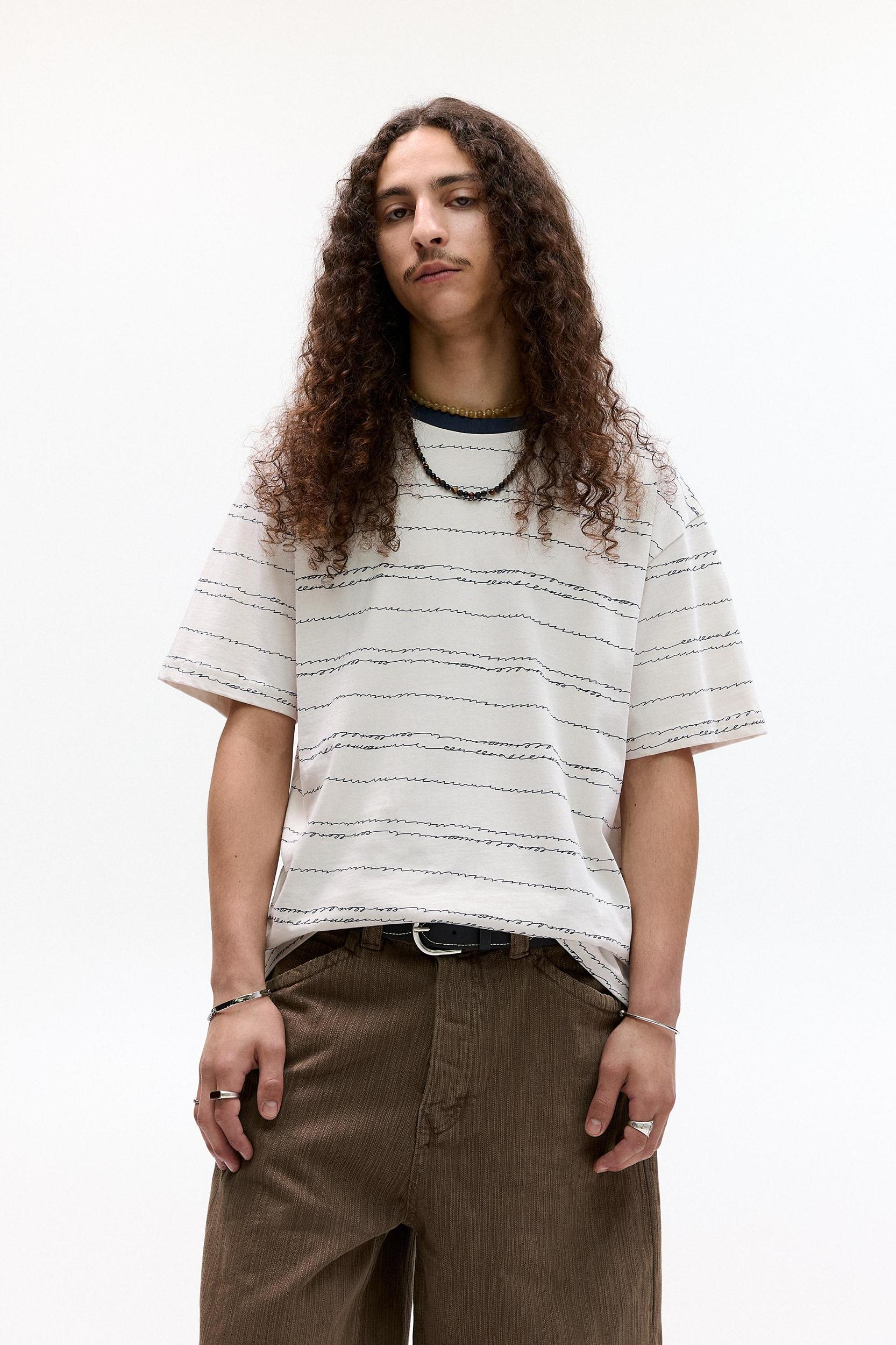 Striped T-shirt with contrast collar Product Image