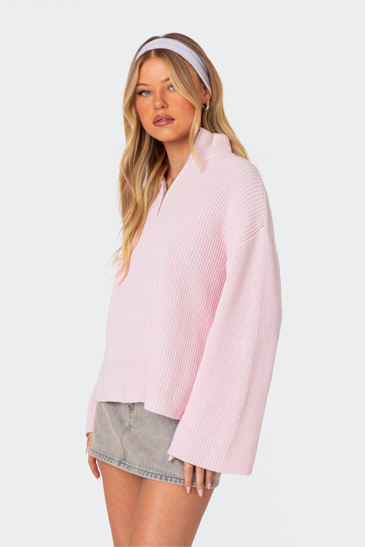 Amour High Neck Oversized Zip Sweater Product Image