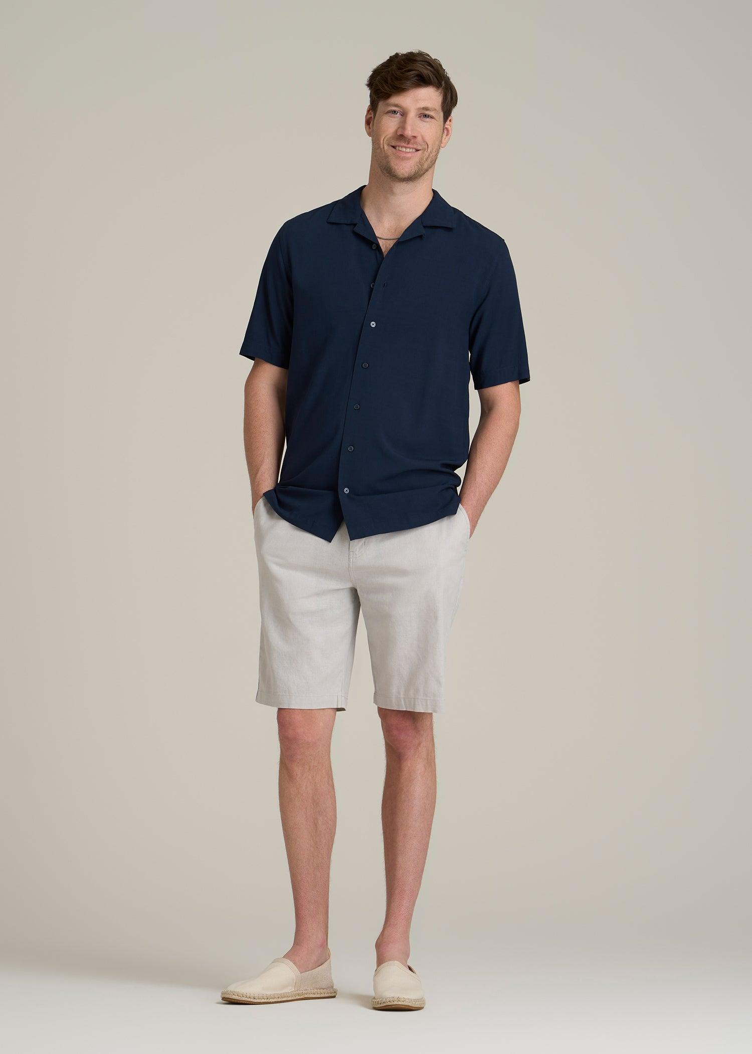 Short Sleeve Resort Shirt for Tall Men in Navy Male Product Image