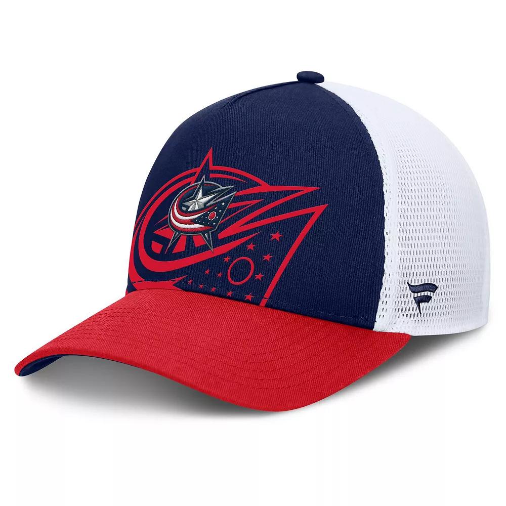 Men's Fanatics Navy/Red Columbus Blue Jackets Authentic Pro A-Frame Rink Adjustable Hat Product Image
