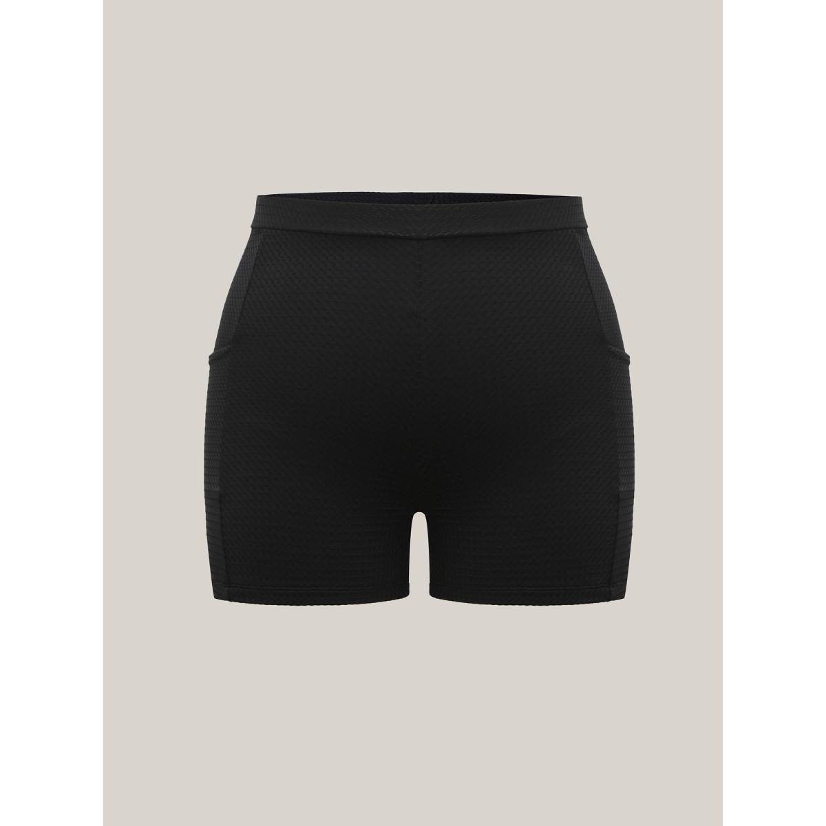 Plus Size Textured Tight-Fit Pockets Swim Bottoms Women's Swimwear Indigo Resort Texture High stretch Skinny High Rise Side seam pocket Curve Swim Bottoms BloomChic 28/5X Product Image