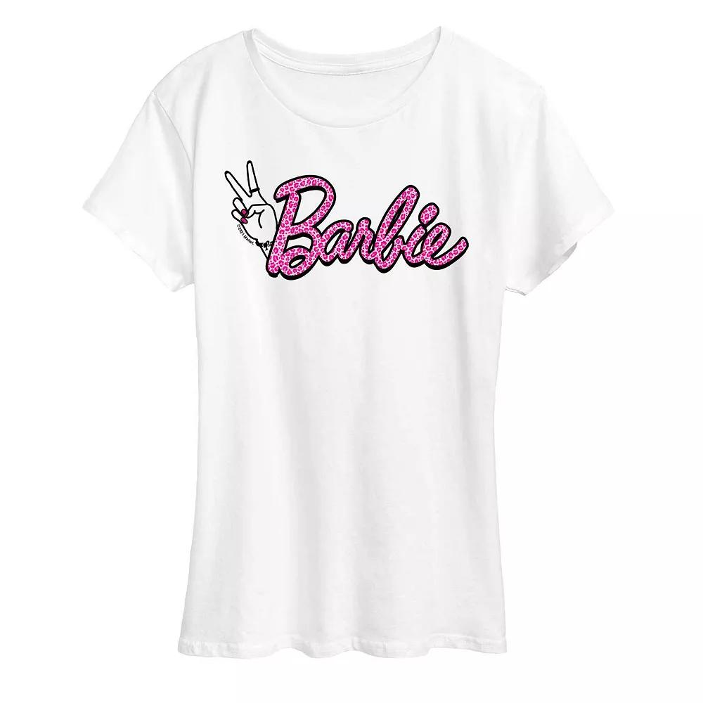 Women's Barbie® Pink Leopard Print Logo Graphic Tee, Girl's,  Product Image