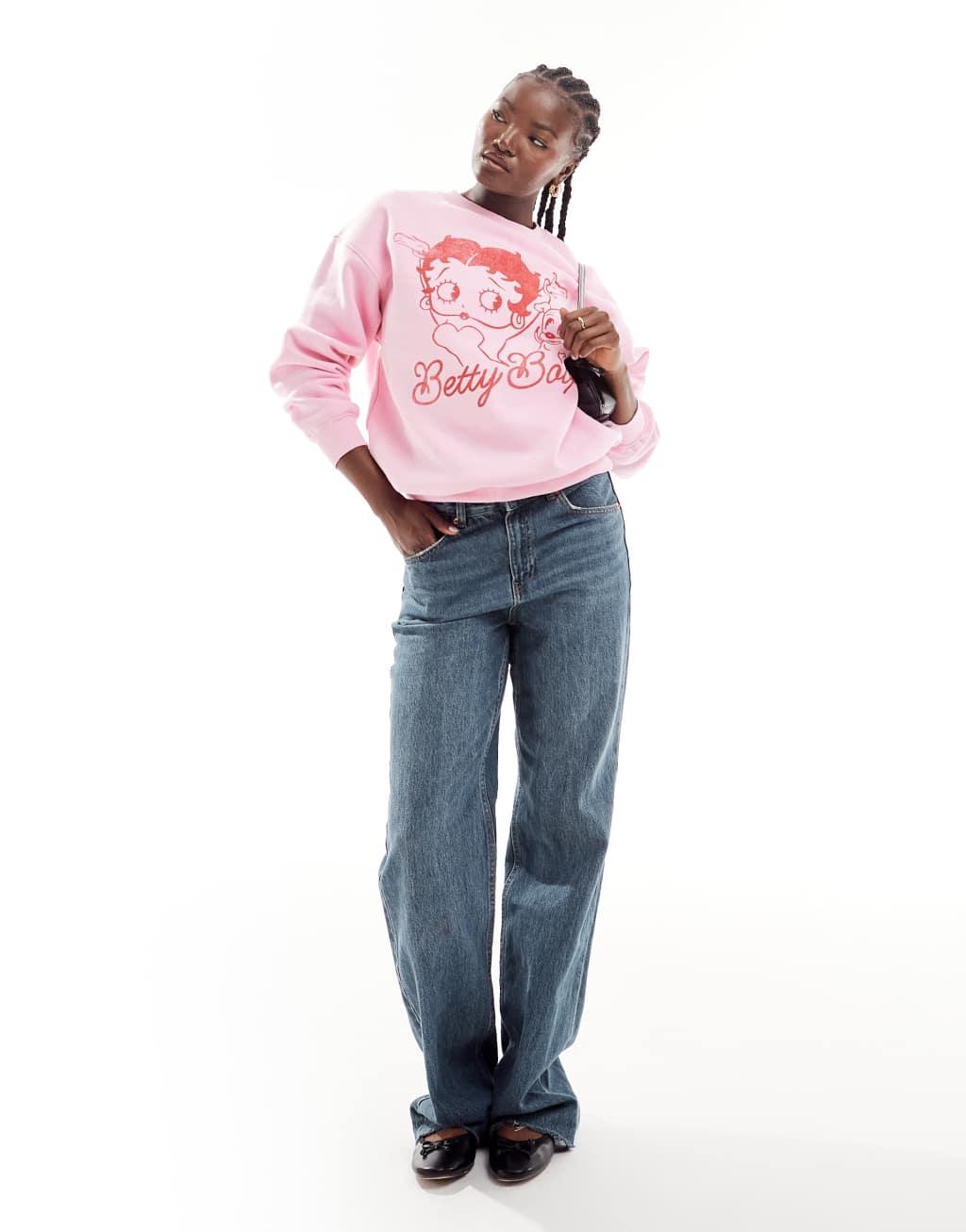 Cotton On classic crew sweatshirt with Betty Boop graphic Product Image