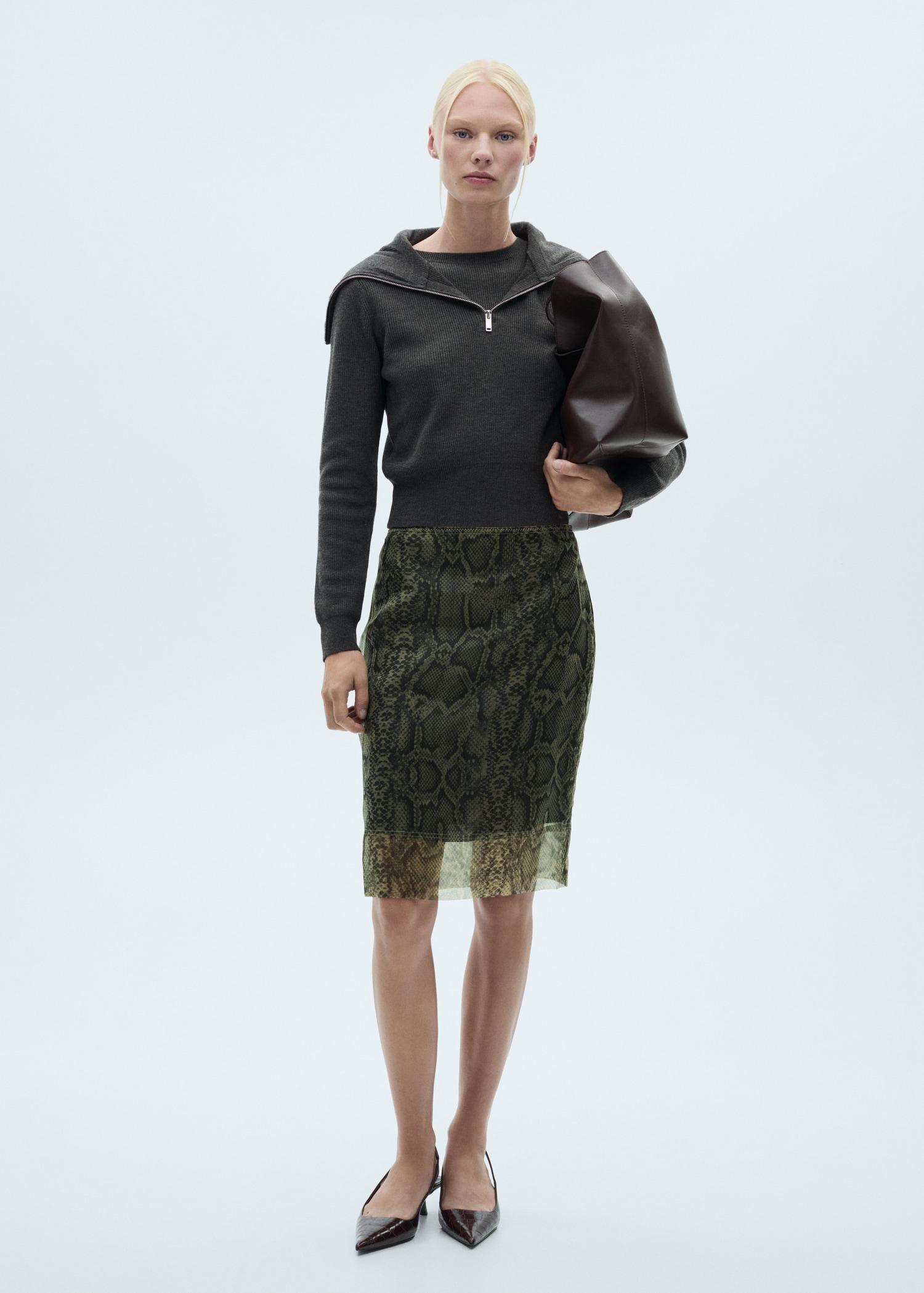 High neck sweater with zip - Women | MANGO USA Product Image