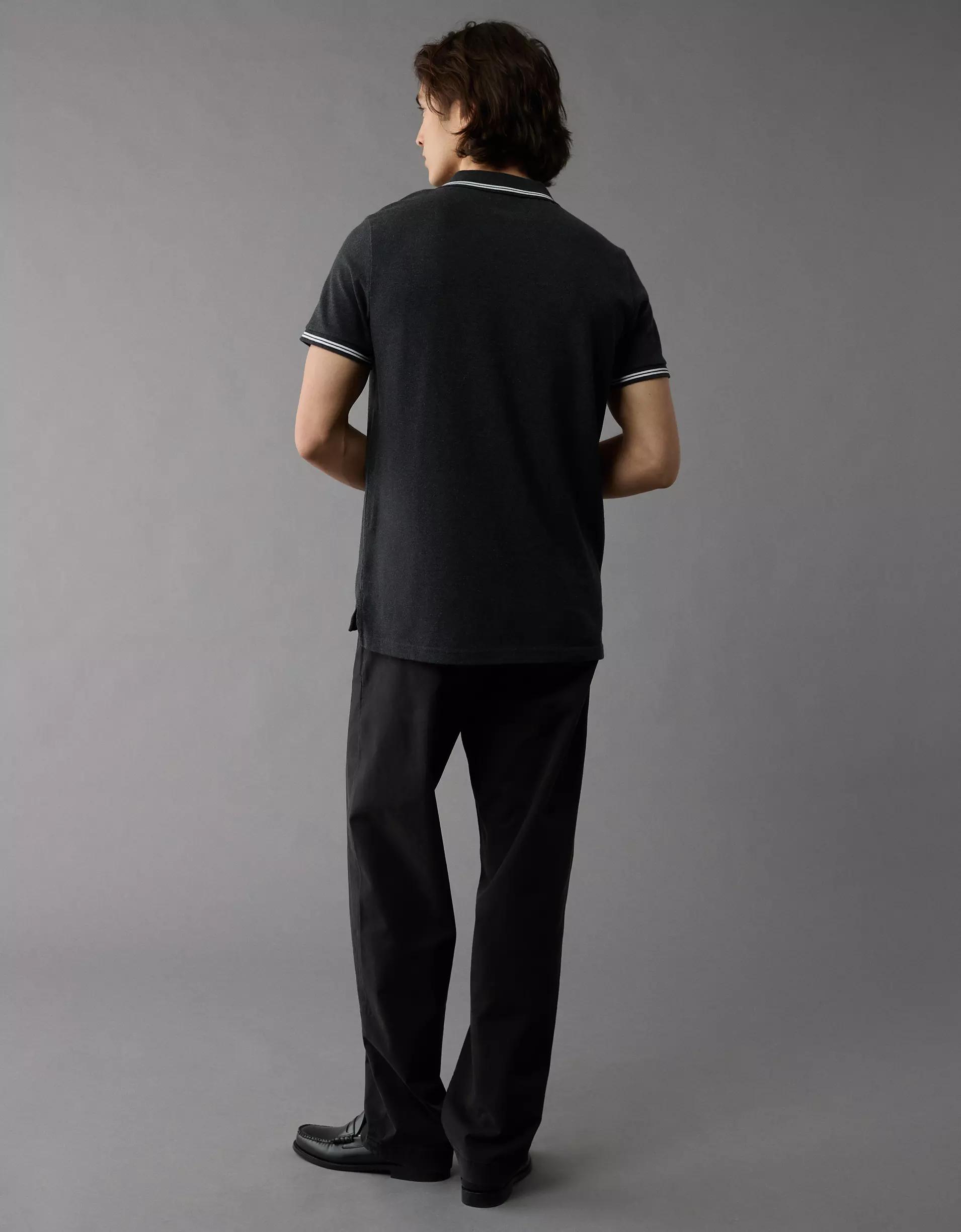 AE Lived-In Stretch Pique Slim Fit Tipped Polo Shirt Product Image