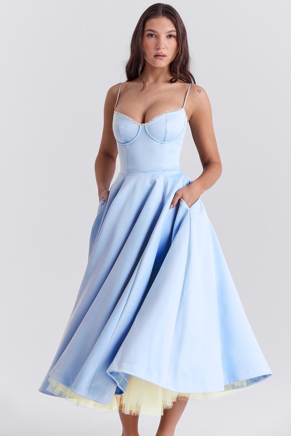 Mademoiselle  cinderella blue tulle midi dress Product Image